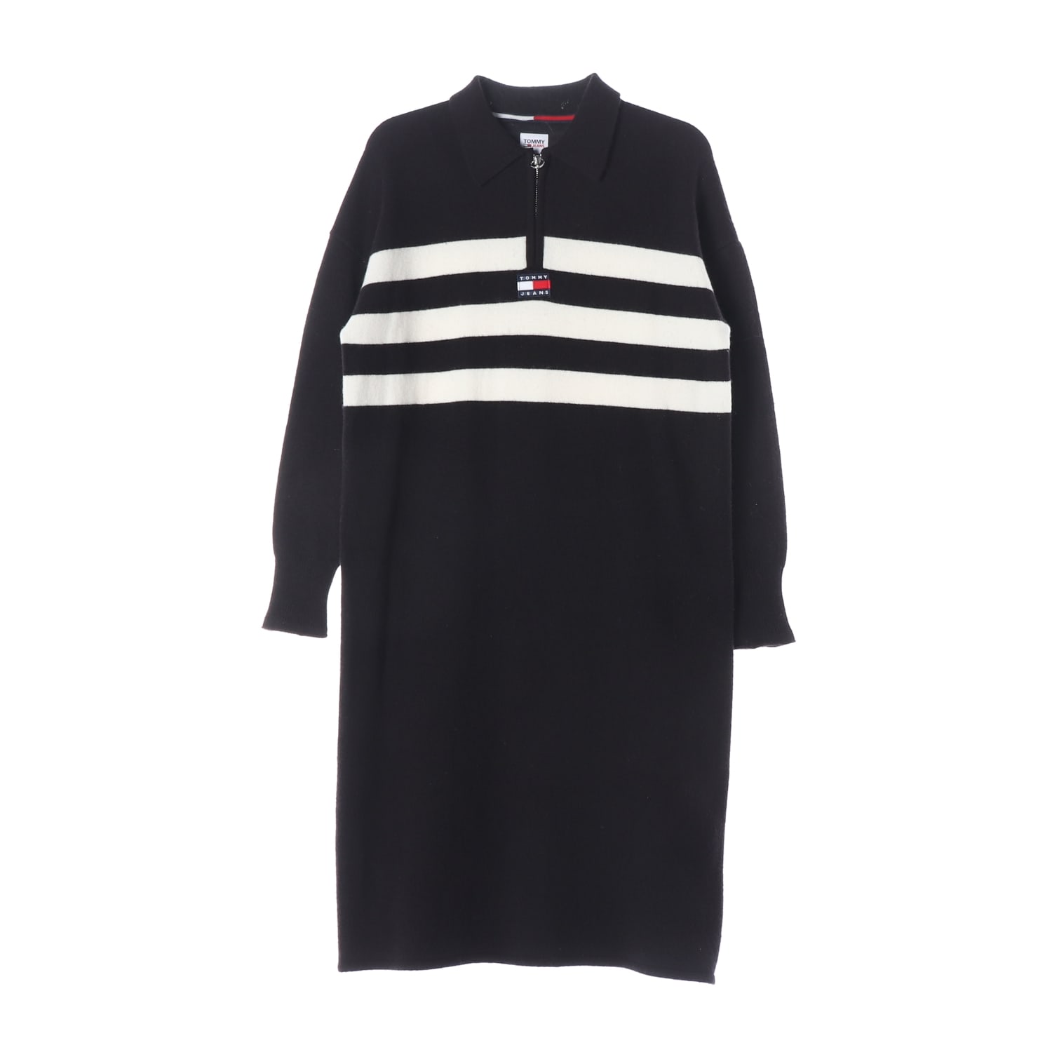타미 진스 22FW 스트라이프 오버핏 하프 집업 니트 원피스 이미지 1