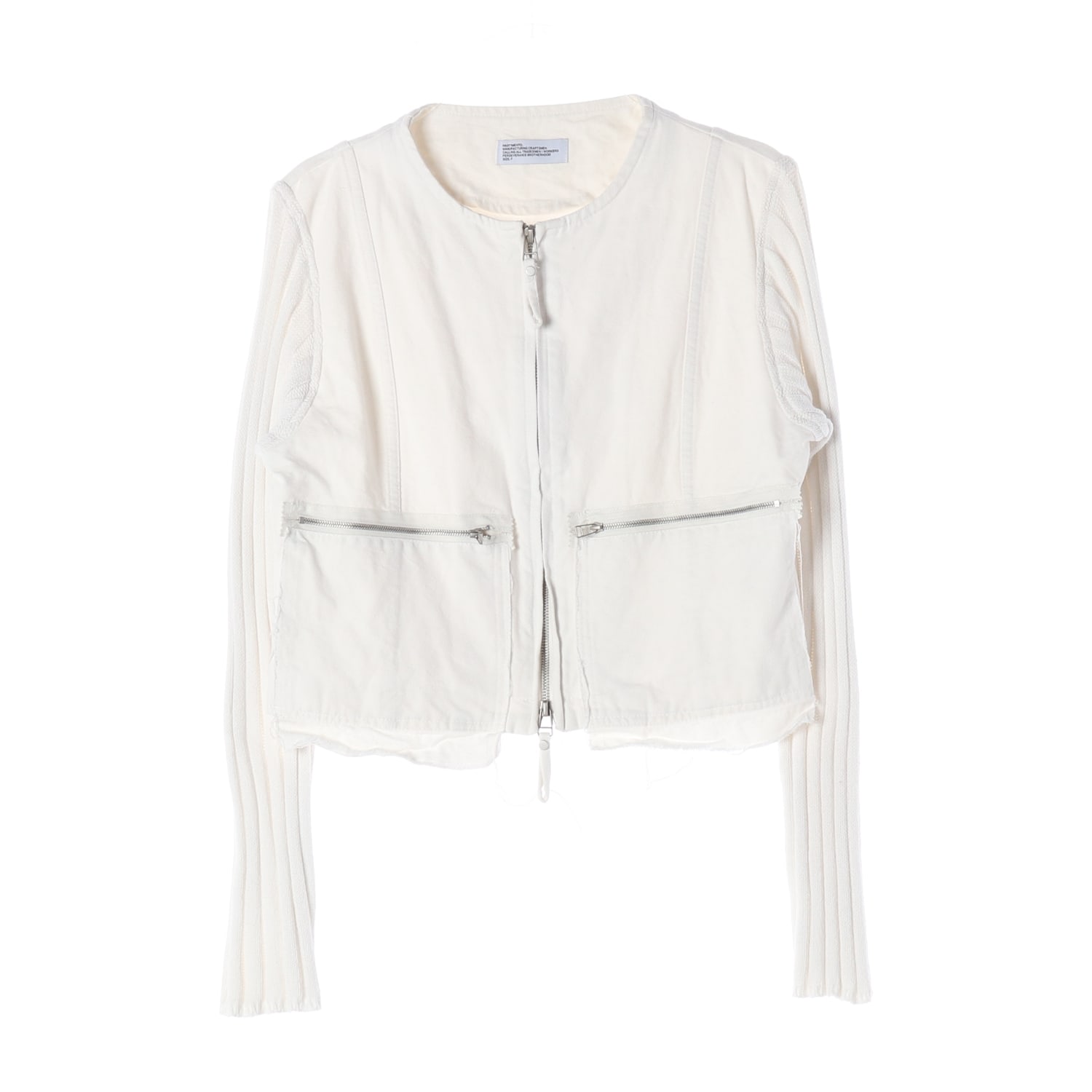 파르티멘토 23SS 아웃 포켓 논 카라 니트 재킷 이미지 1