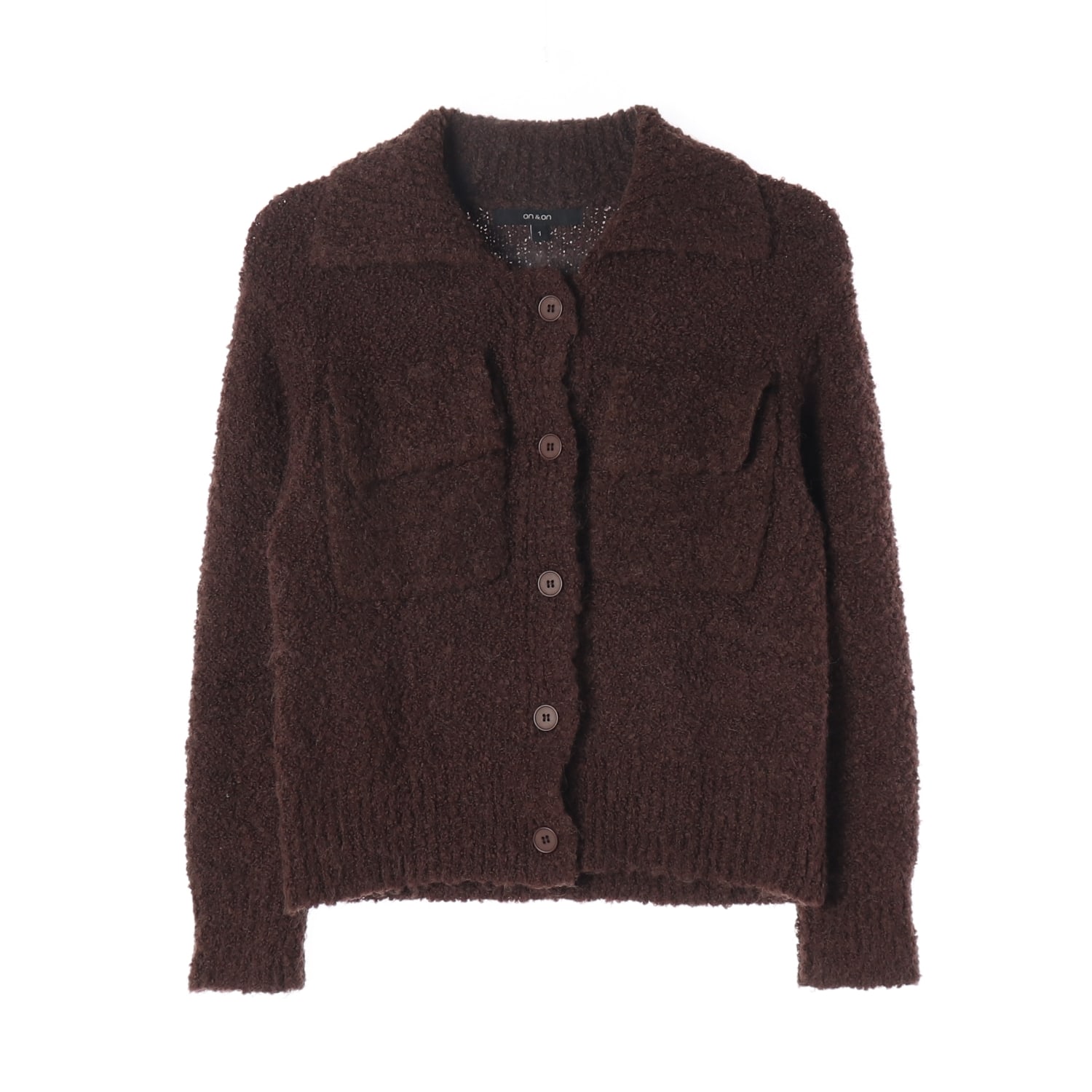 온앤온 22FW 알파카 울 블렌드 포켓 브라운 가디건 이미지 1