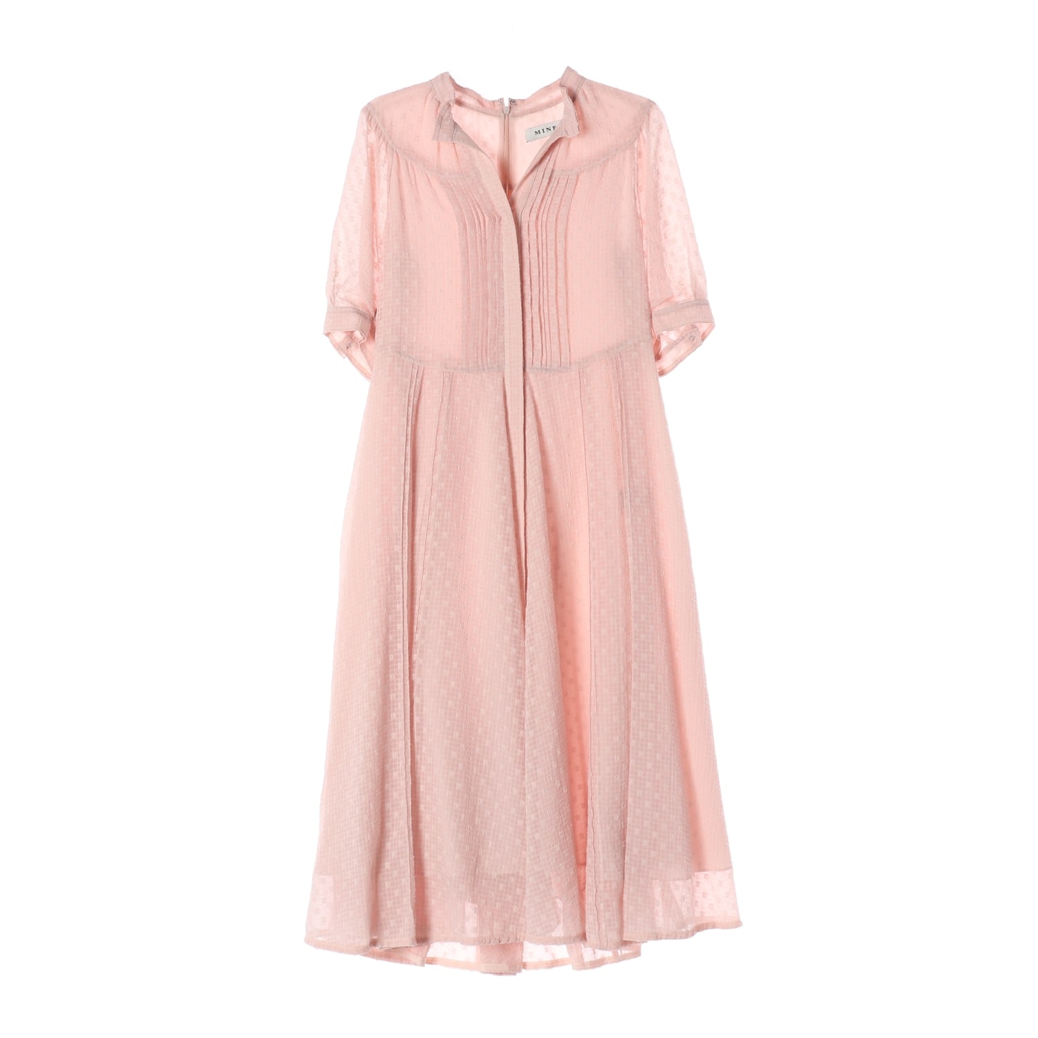 마인 MINE 24SS 롱 쉬폰 반팔 원피스 핑크 이미지 1
