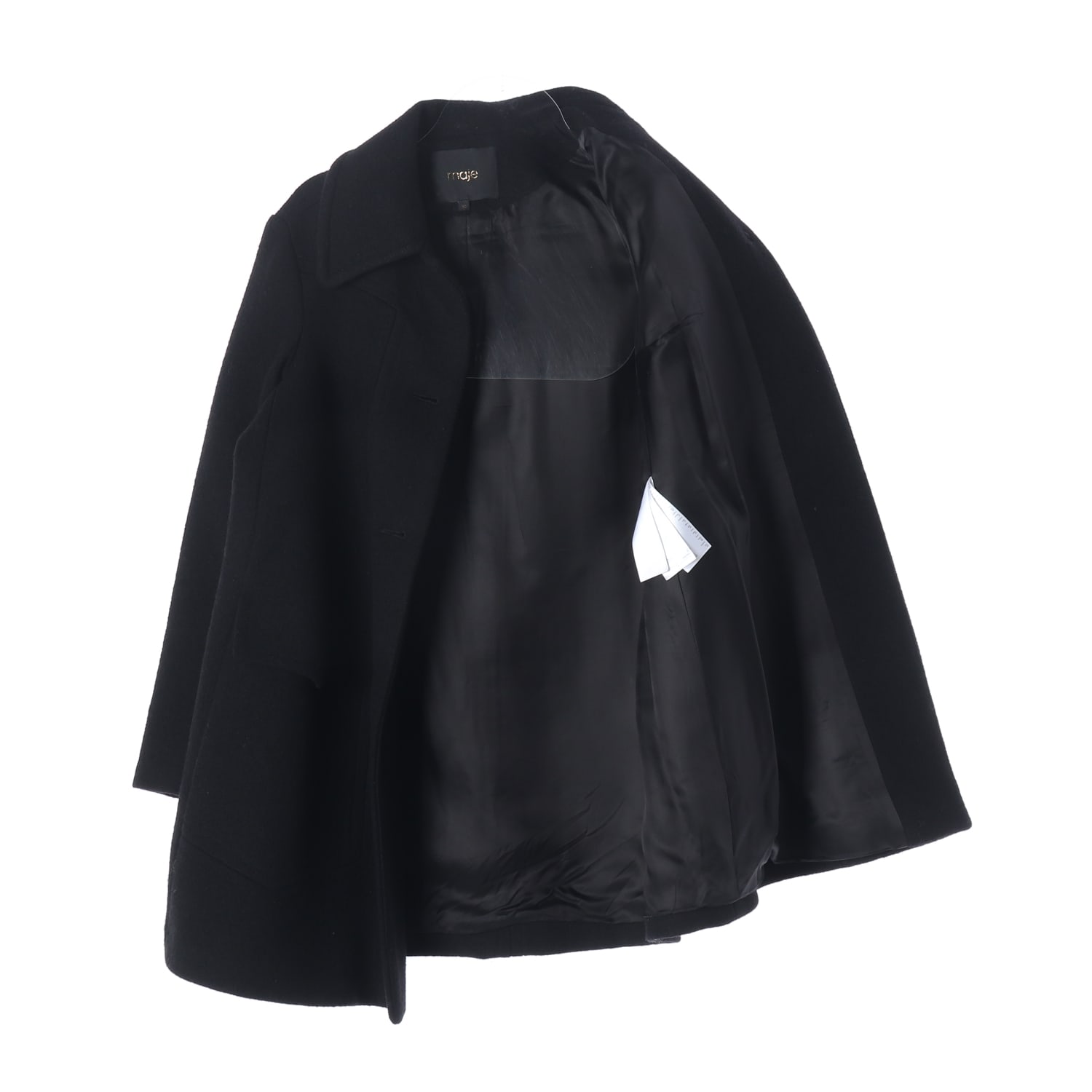 마쥬 maje 울 블렌드 블랙 A라인 하프 코트 이미지 2