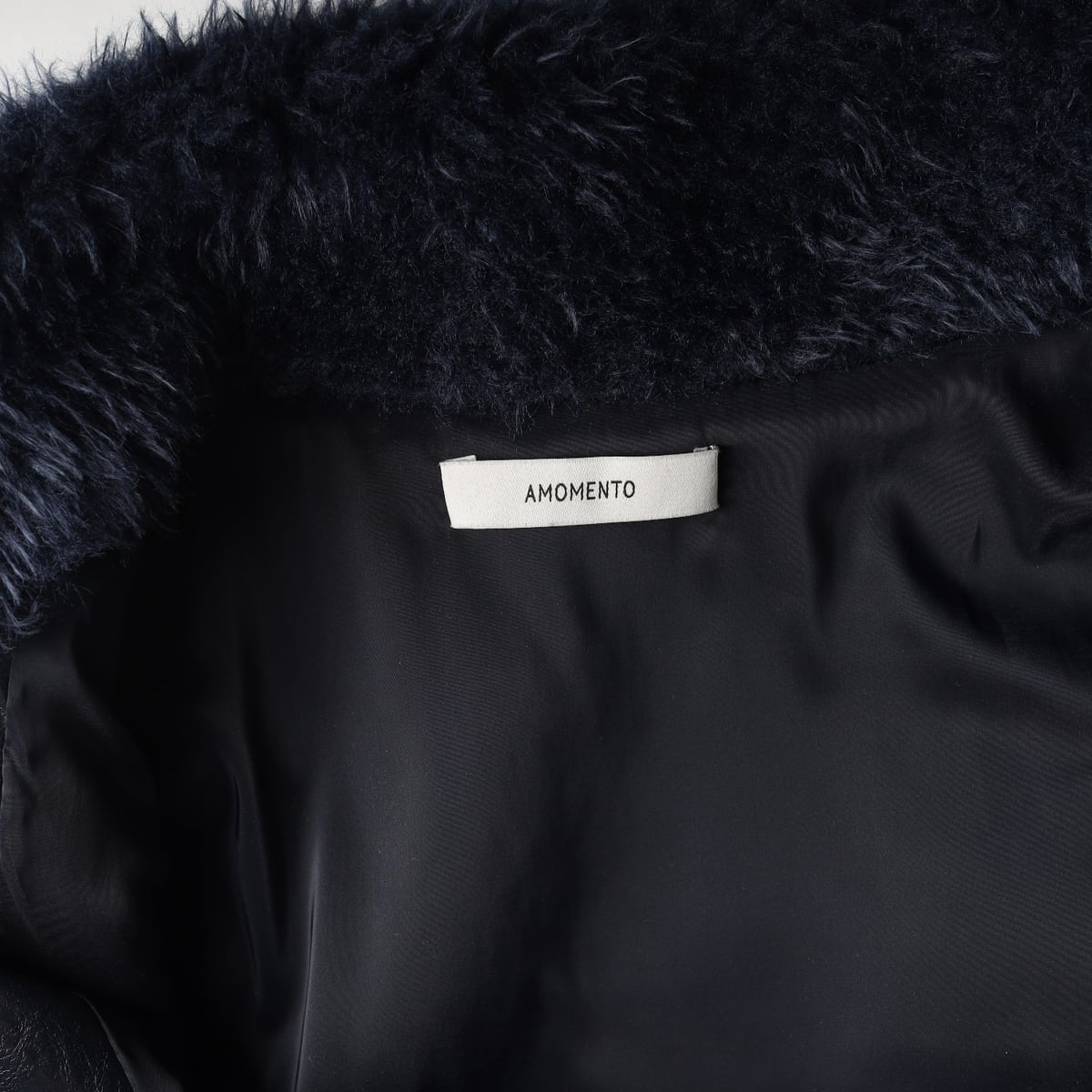 아모멘토 22FW 플리스 헤어리 퍼 블루종 재킷 코트 블루 상세 이미지 4