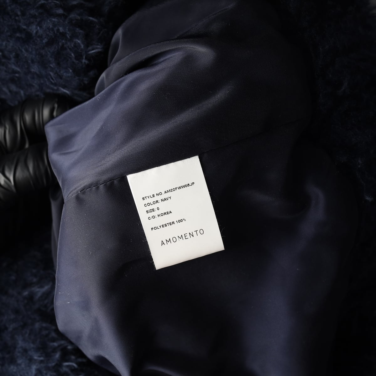 아모멘토 22FW 플리스 헤어리 퍼 블루종 재킷 코트 블루 상세 이미지 5