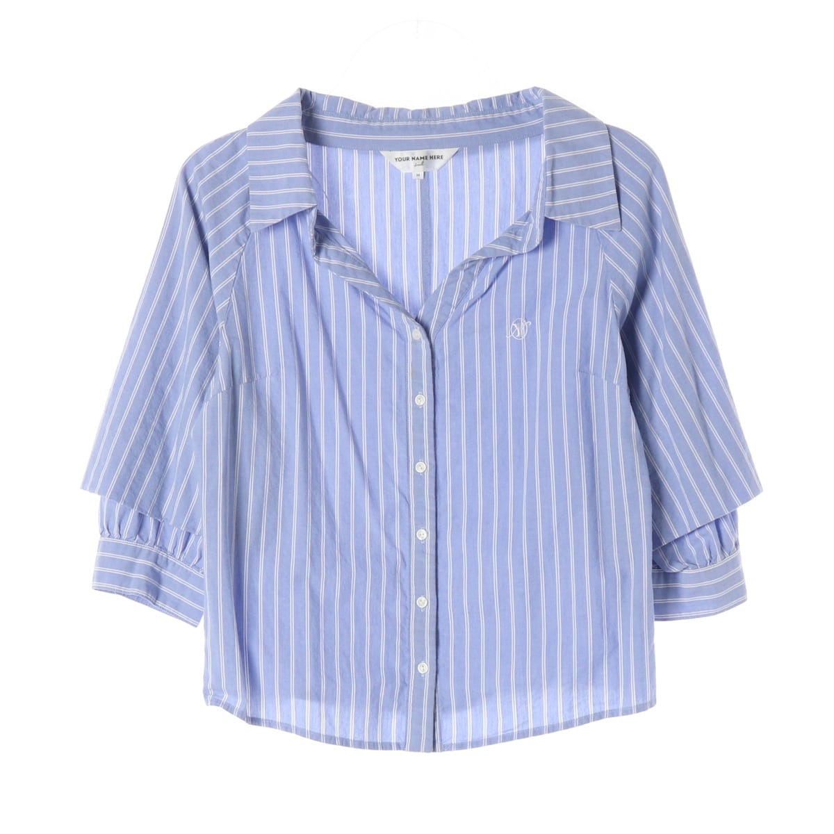 유어네임히얼 매력이 오프숄더 스트라이프 셔츠 상세 이미지 1
