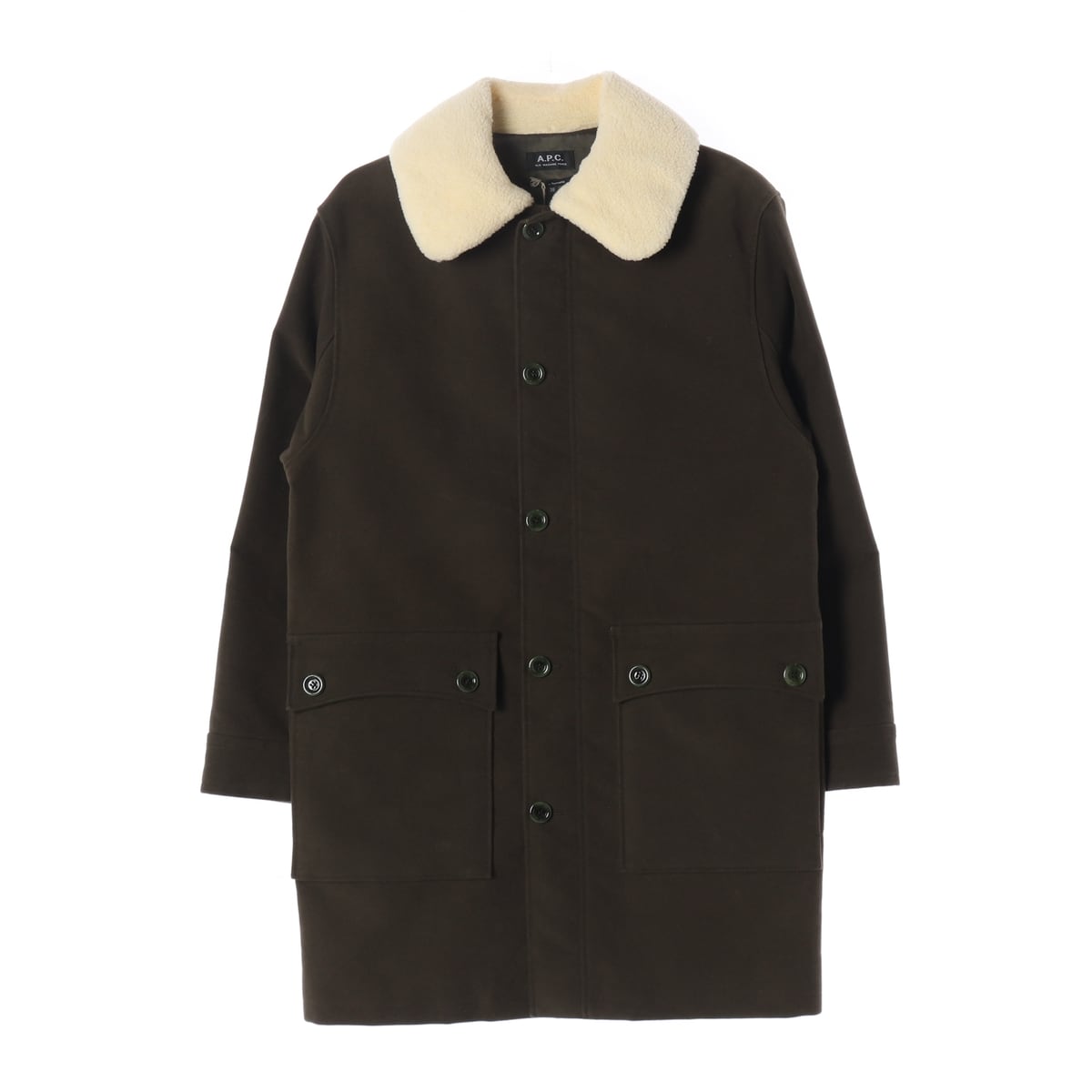 아페쎄 A.P.C. Boreale 코튼 몰스킨 시어링 카라 코트 상세 이미지 1