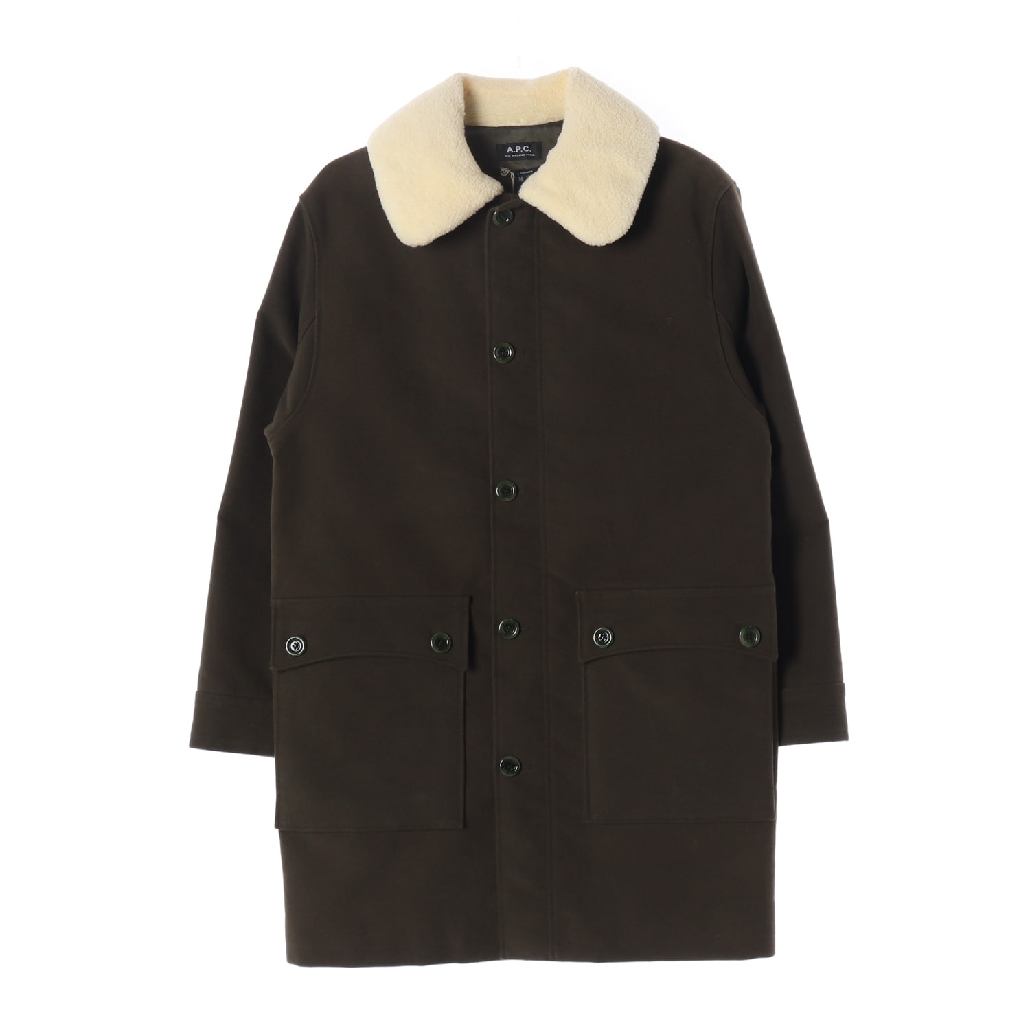 아페쎄 A.P.C. Boreale 코튼 몰스킨 시어링 카라 코트 이미지 1
