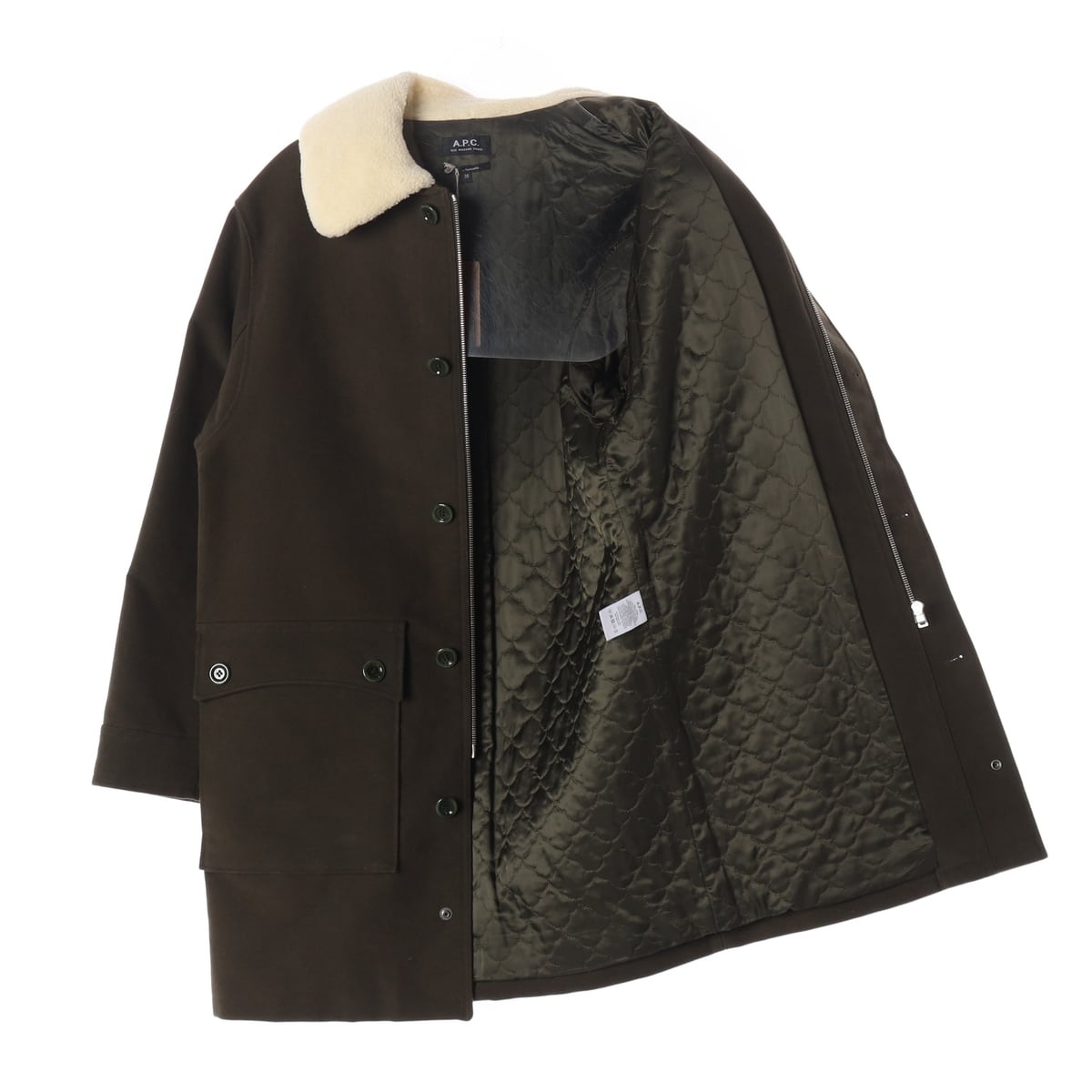 아페쎄 A.P.C. Boreale 코튼 몰스킨 시어링 카라 코트 상세 이미지 2