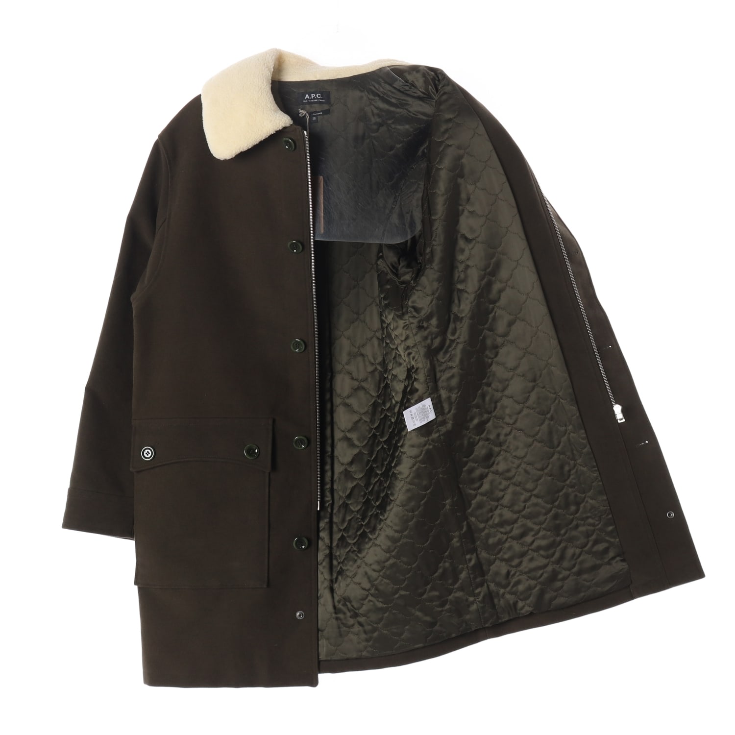 아페쎄 A.P.C. Boreale 코튼 몰스킨 시어링 카라 코트 이미지 2