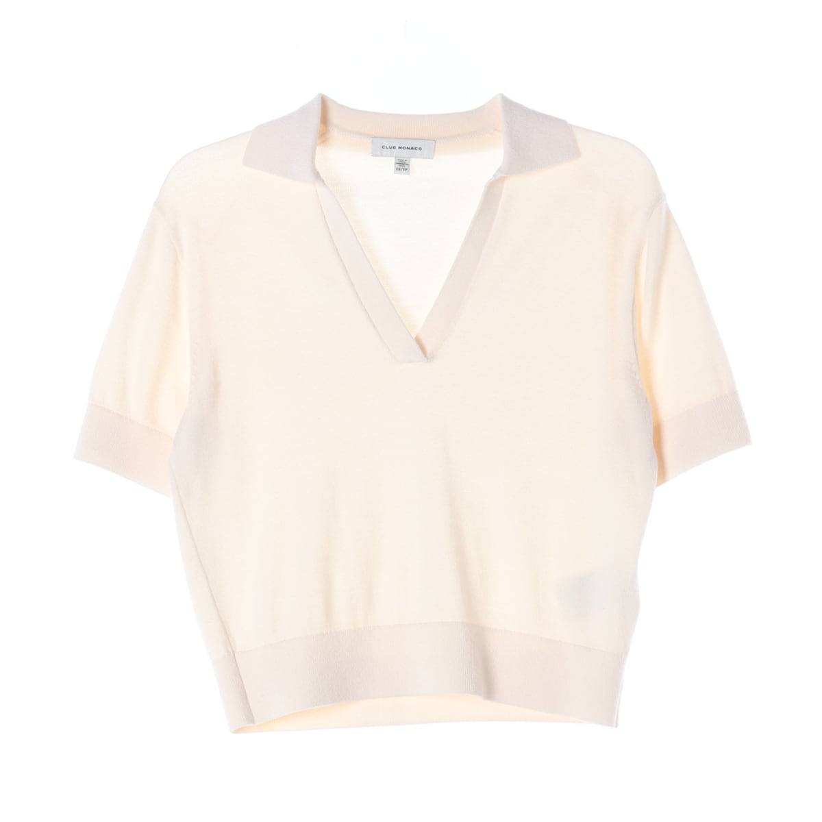 클럽모나코 25SS 울 실크 블렌드 브이넥 반팔 카라 니트 상세 이미지 1