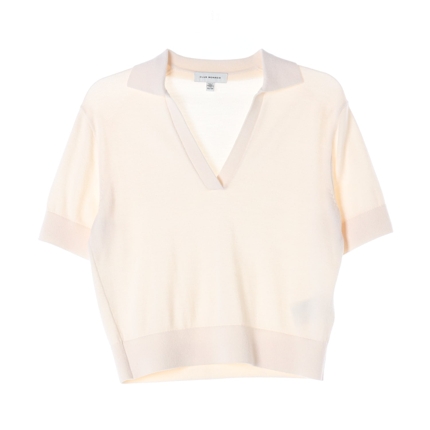 클럽모나코 25SS 울 실크 블렌드 브이넥 반팔 카라 니트 이미지 1