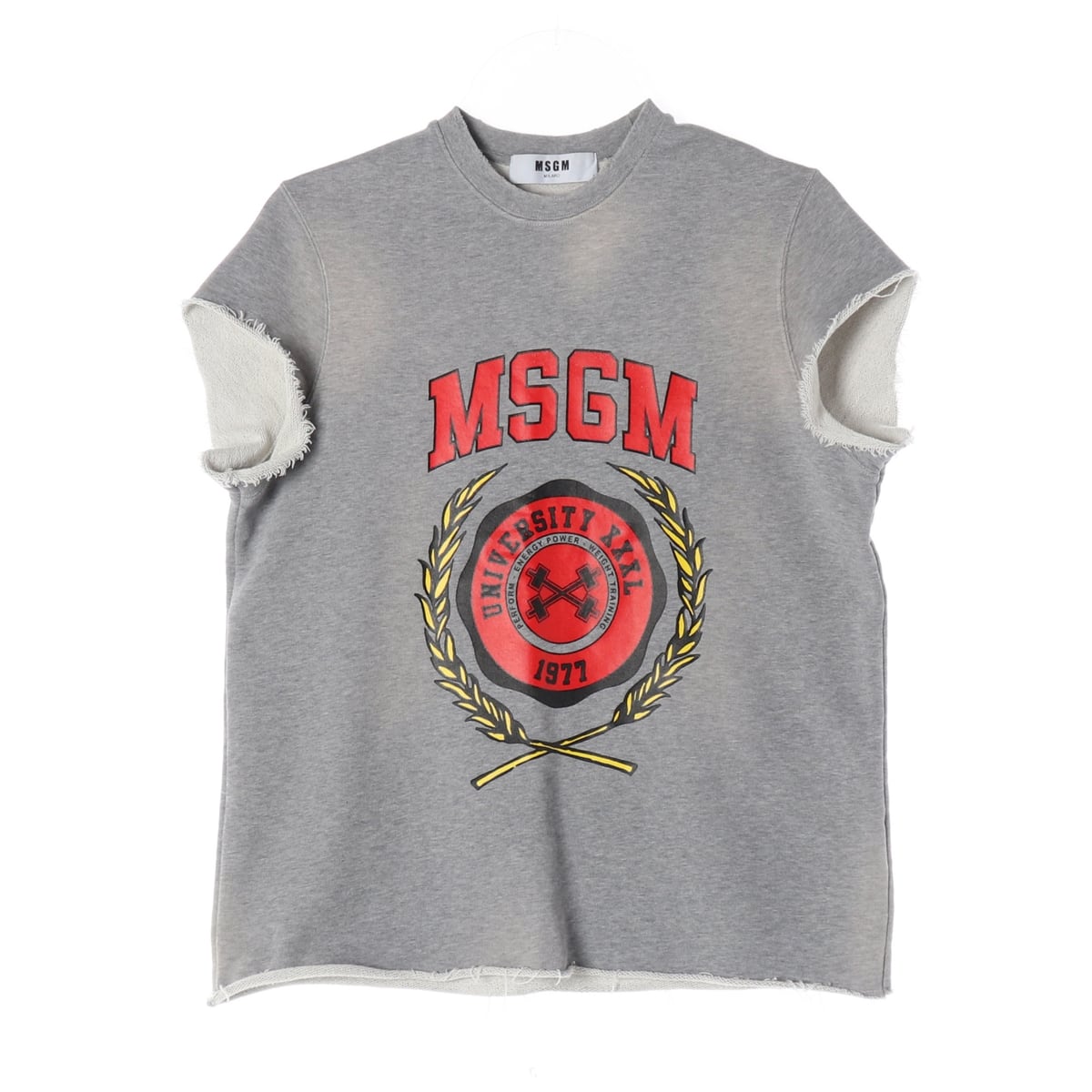 엠에스지엠 MSGM 컬리지 로고 프린트 컷오프 반팔 티셔츠 맨투맨 상세 이미지 1