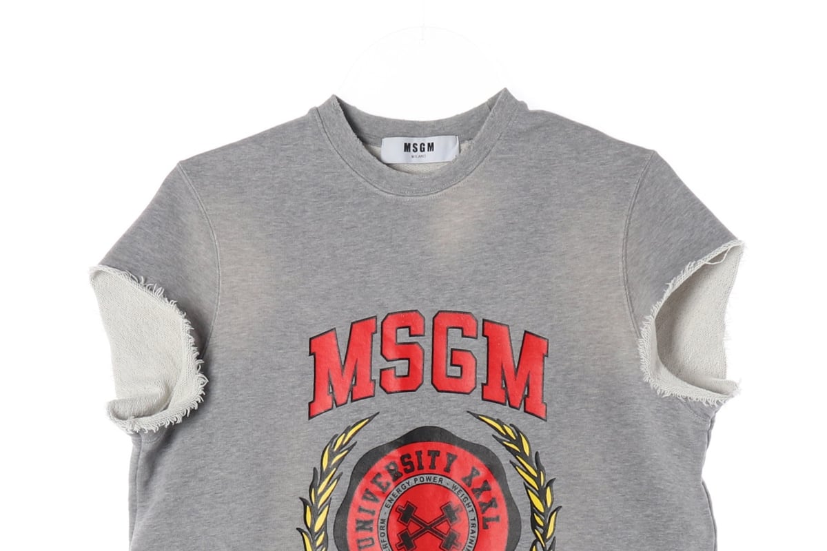 엠에스지엠 MSGM 컬리지 로고 프린트 컷오프 반팔 티셔츠 맨투맨 상세 이미지 3