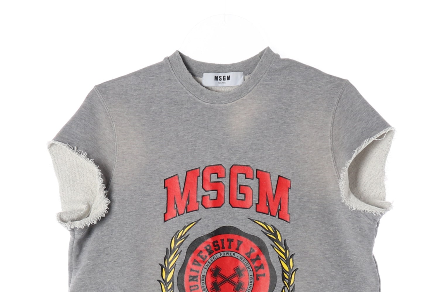 엠에스지엠 MSGM 컬리지 로고 프린트 컷오프 반팔 티셔츠 맨투맨 이미지 3