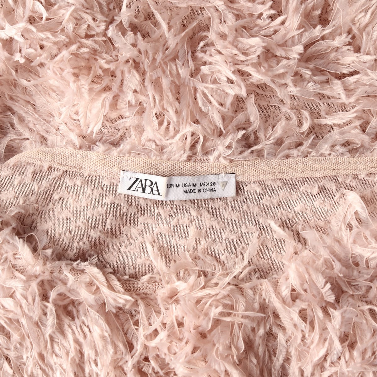 자라 ZARA 퍼 스타일 크롭 니트 스웨터 핑크 상세 이미지 3