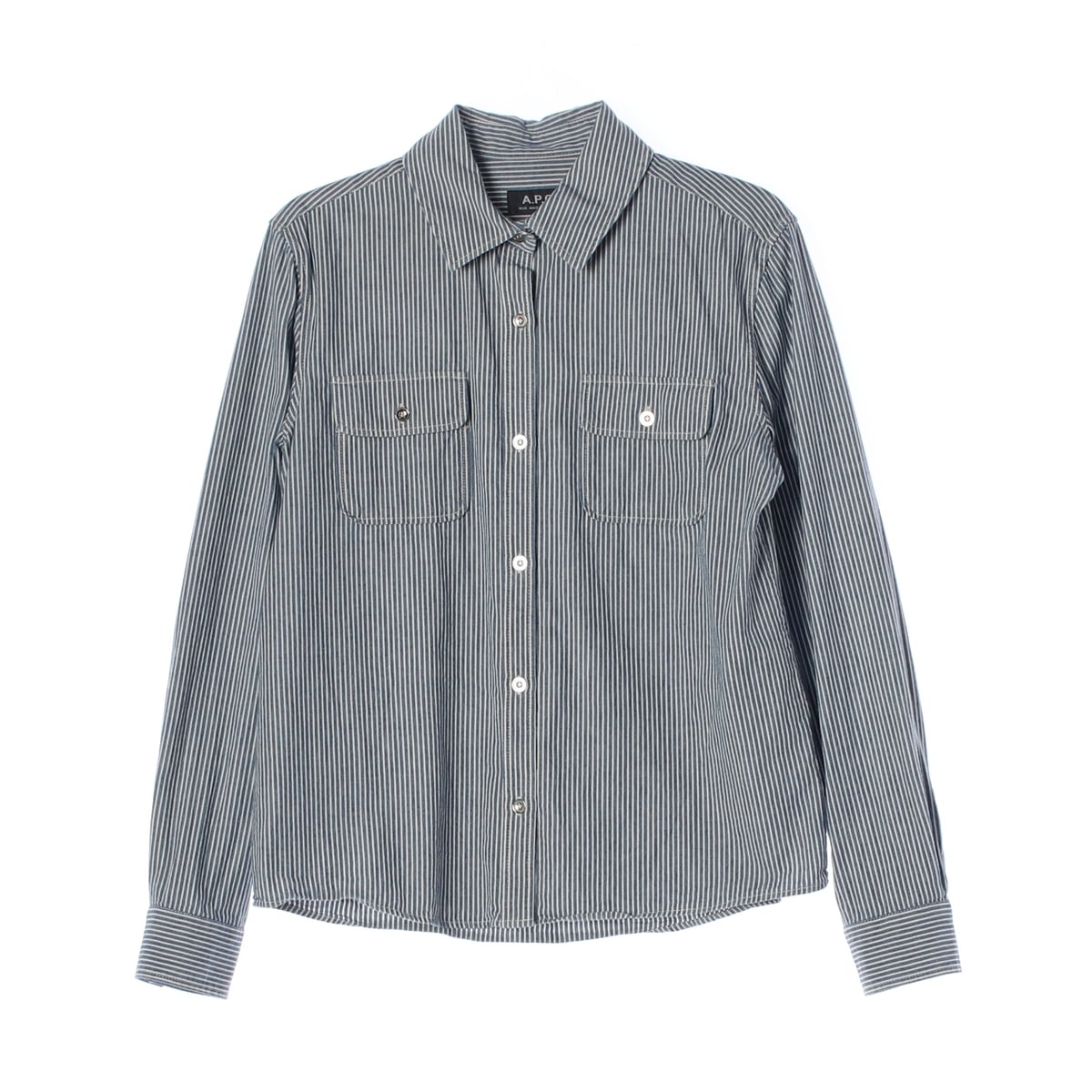 아페쎄 A.P.C. 스트라이프 코튼 포켓 셔츠 상세 이미지 1