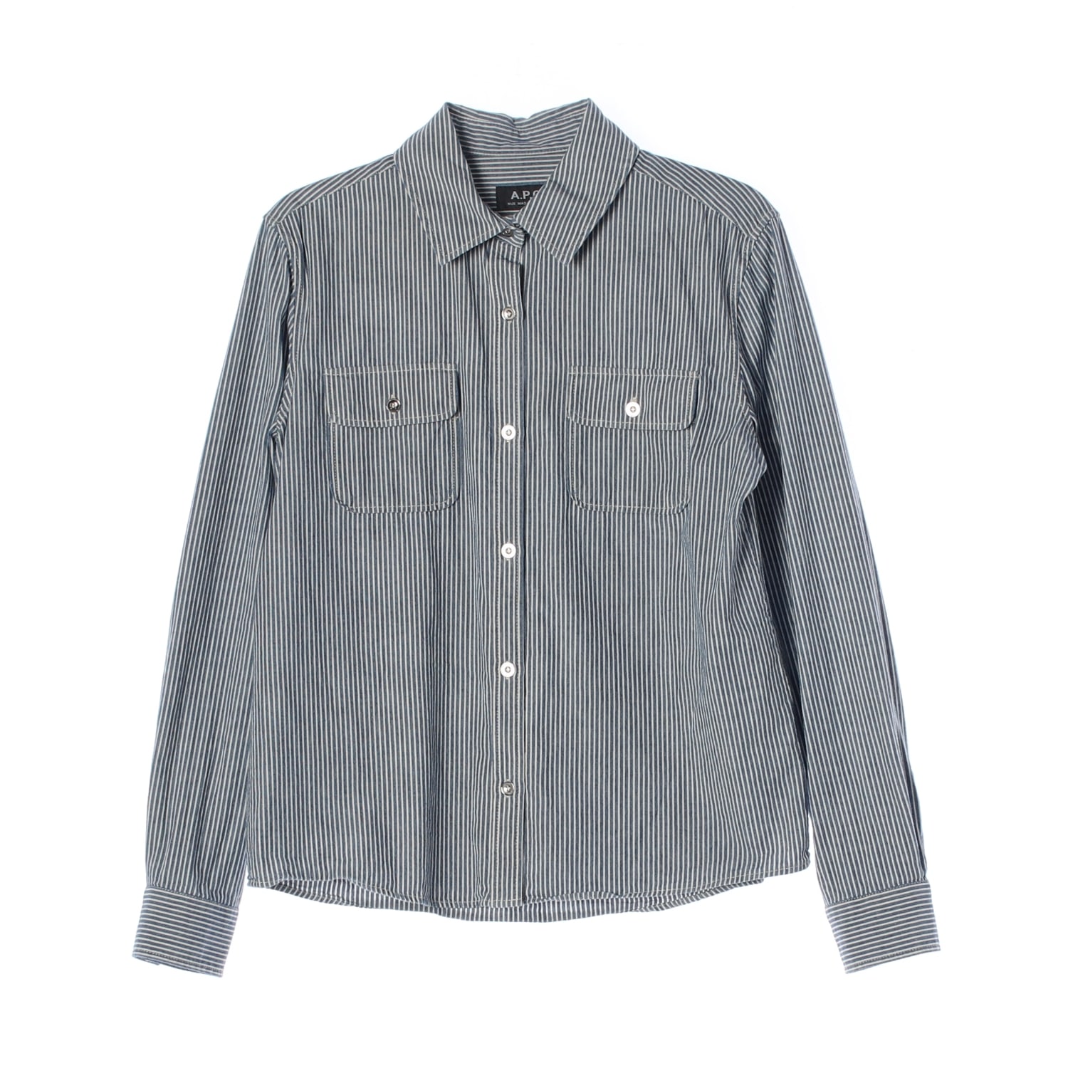 아페쎄 A.P.C. 스트라이프 코튼 포켓 셔츠 이미지 1