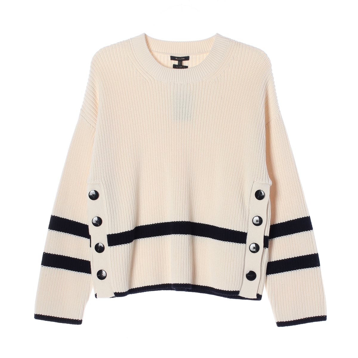 (새상품) 마시모두띠 22FW 사이드 버튼 스트라이프 니트 스웨터 상세 이미지 1