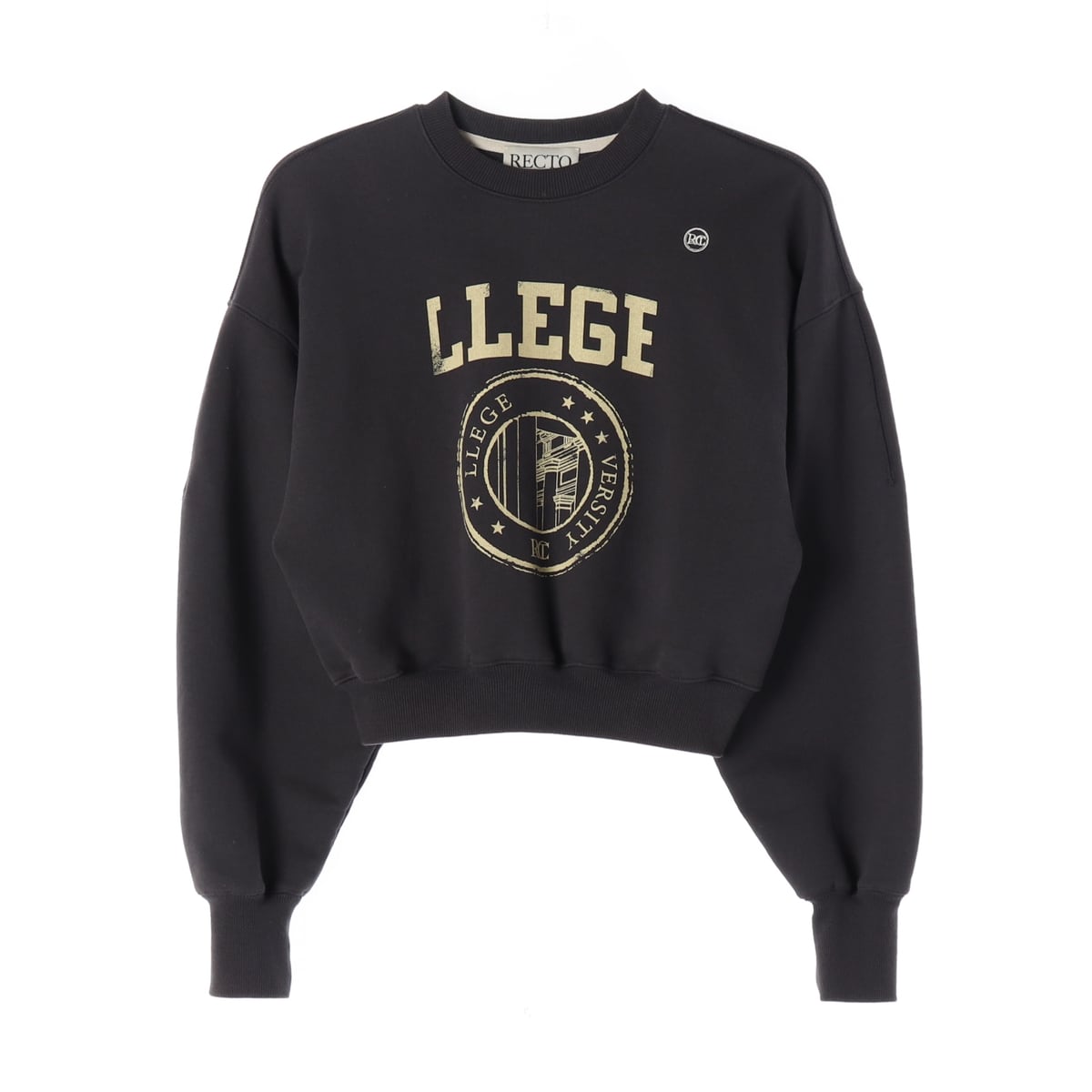렉토 22FW LLEGE 리지 로고 프린트 크롭 맨투맨 상세 이미지 1