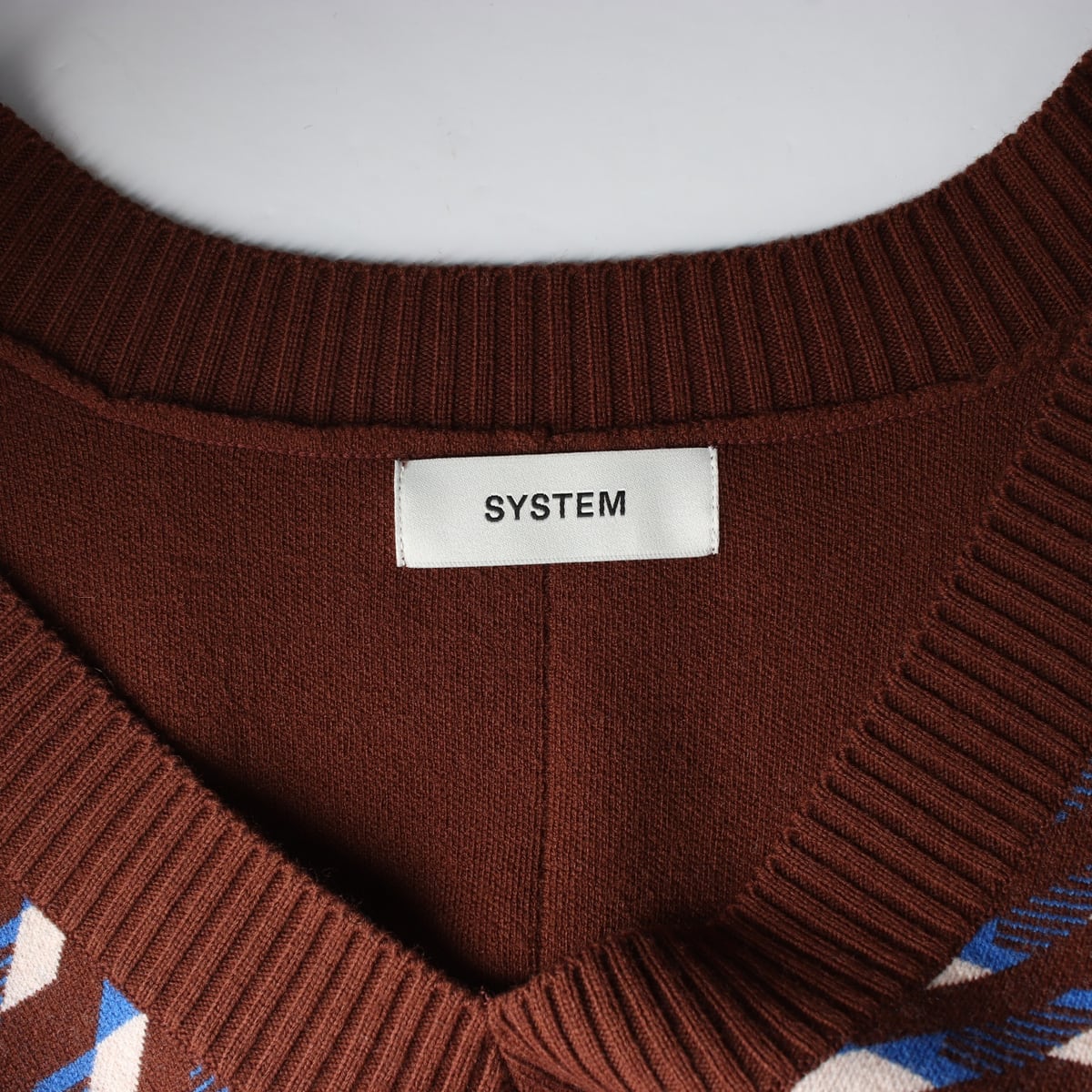 시스템 21FW 기하학 패턴 브이넥 울 니트 조끼 베스트 상세 이미지 3