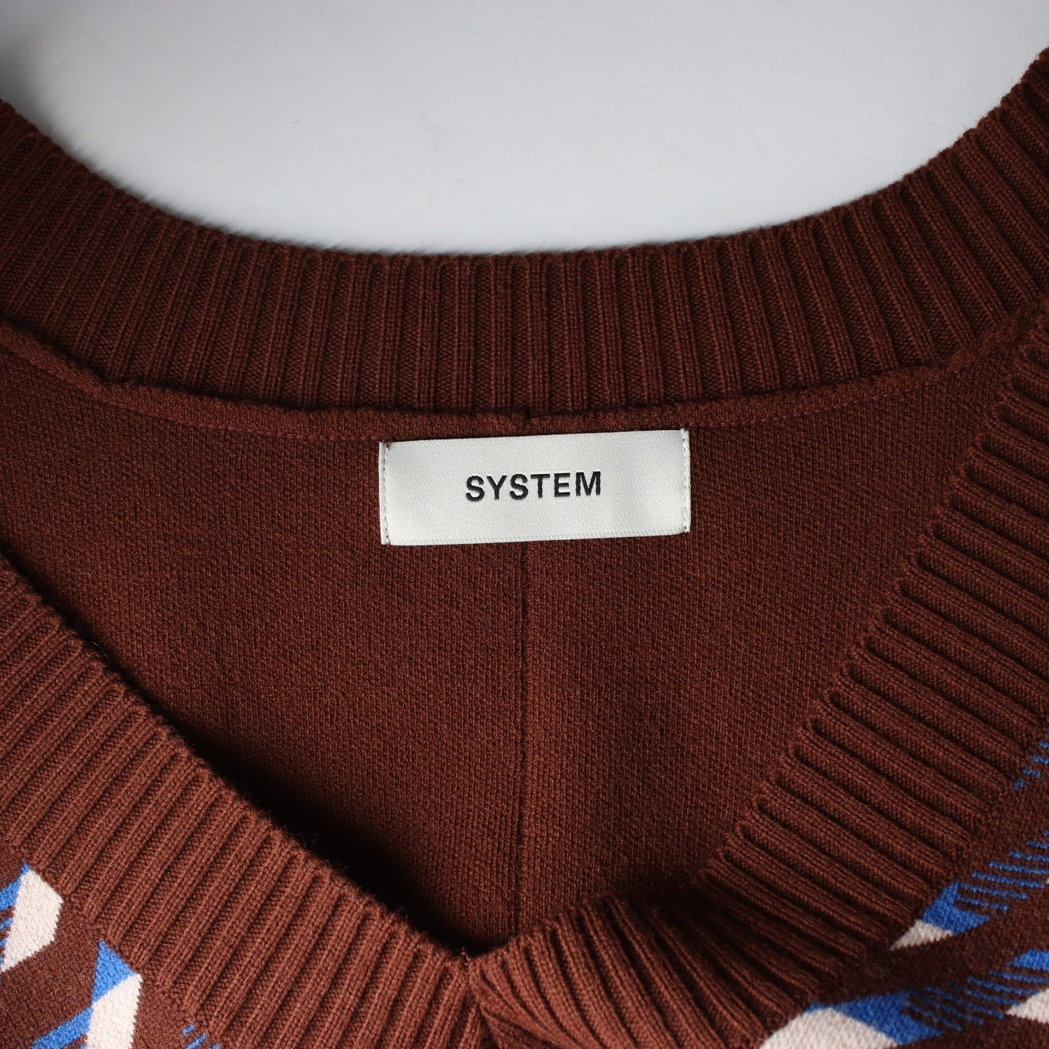 시스템 21FW 기하학 패턴 브이넥 울 니트 조끼 베스트 이미지 3