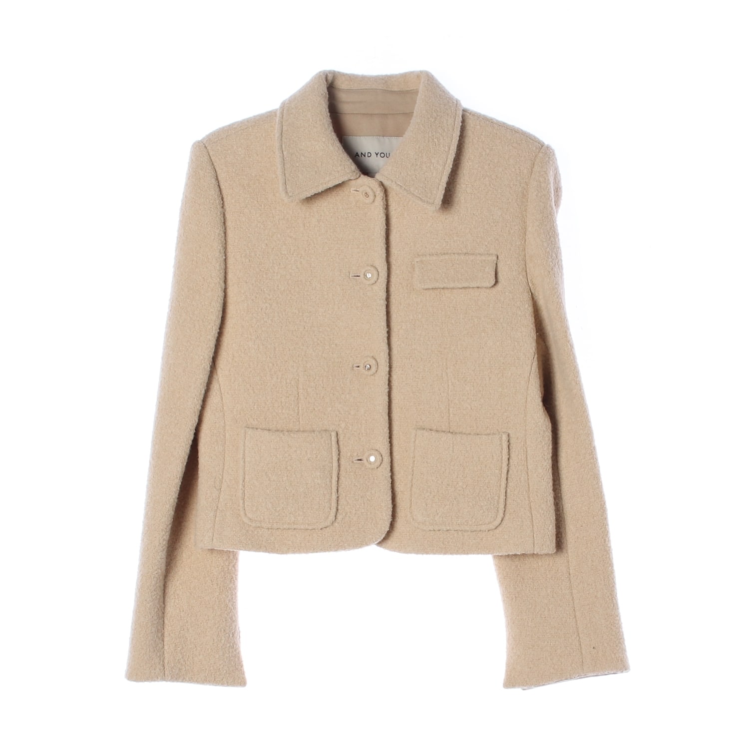 앤유 22FW 울 알파카 블렌드 크롭 부클 재킷 이미지 1