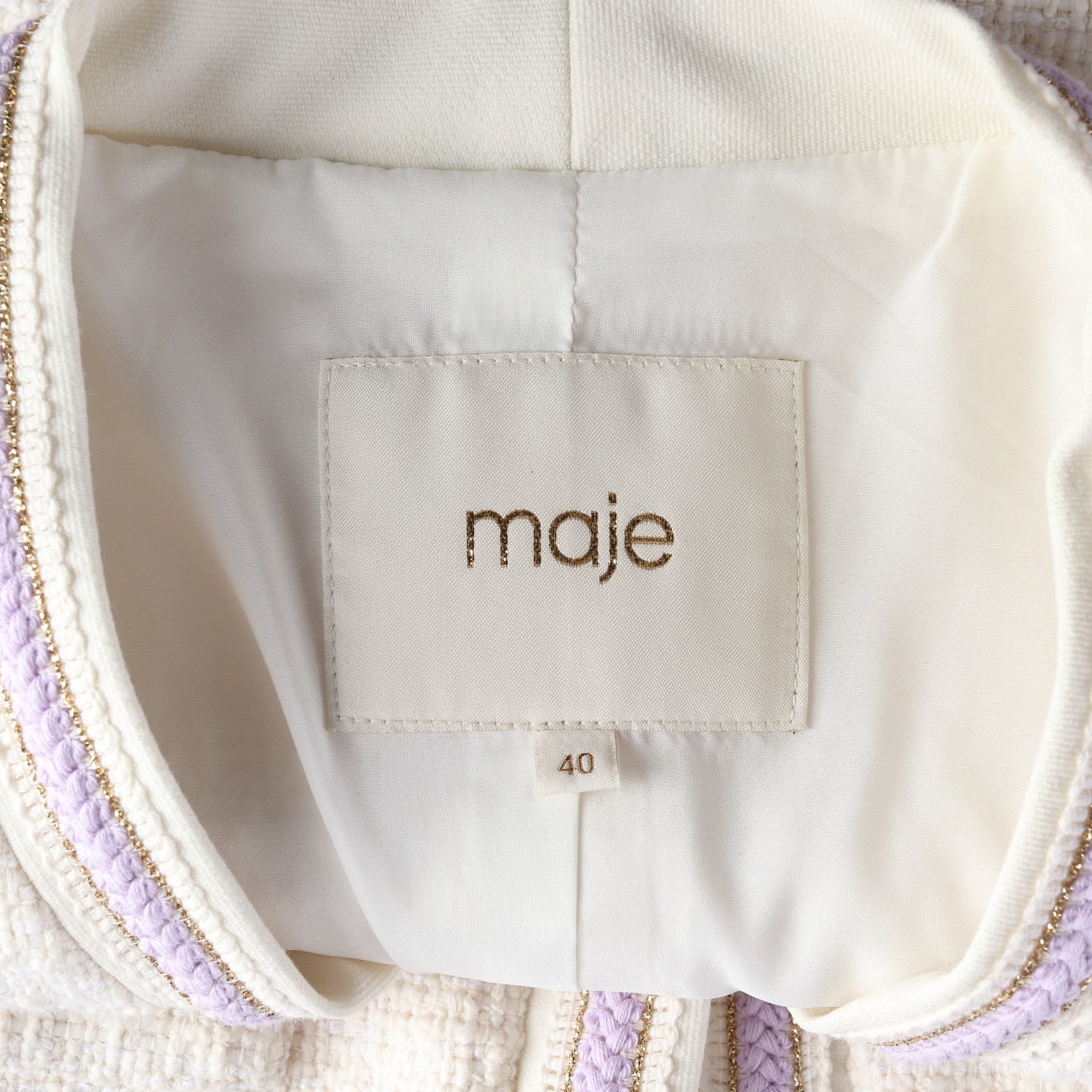 마쥬 maje 코튼 블렌드 에크루 트위드 재킷 셋업 이미지 3