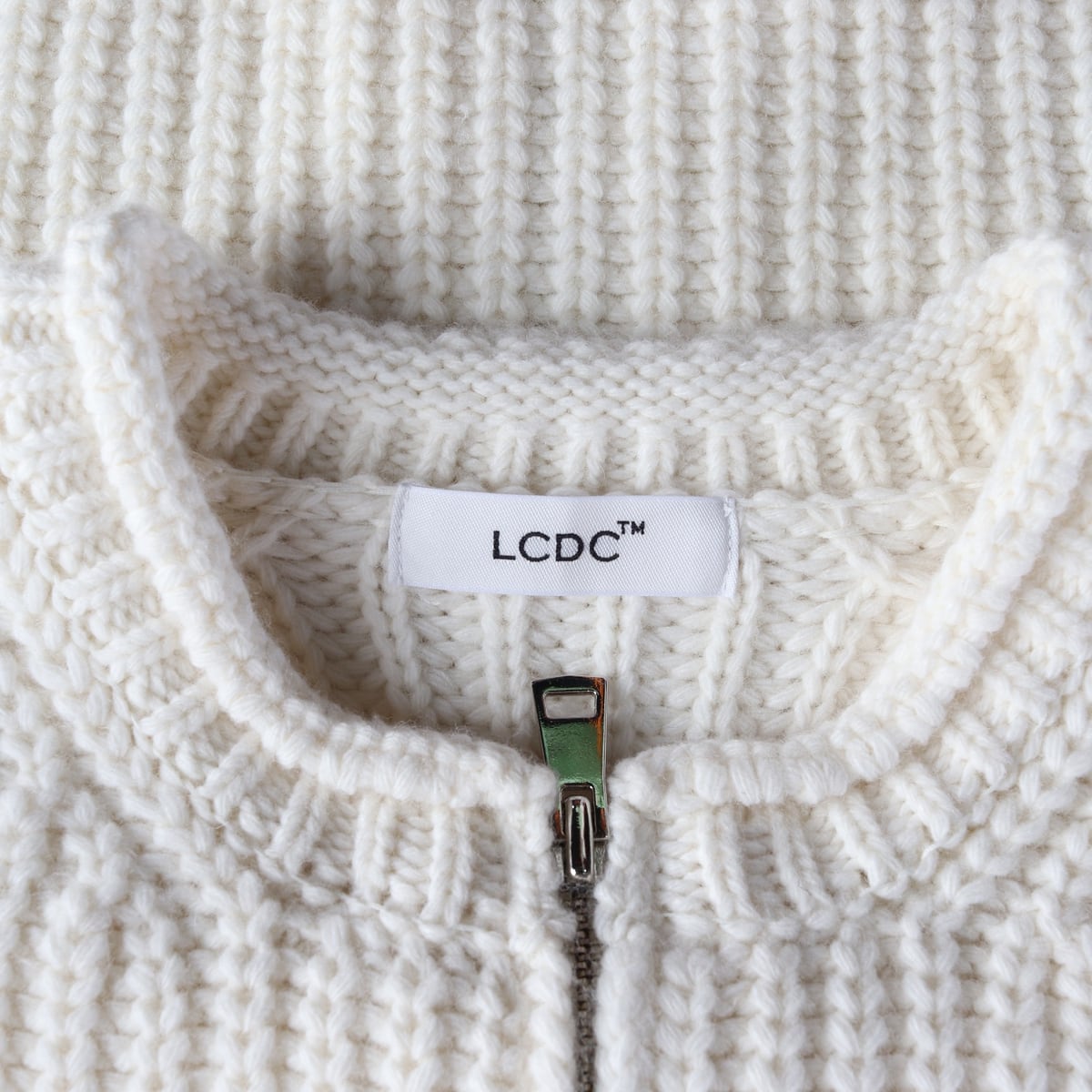 엘씨디씨 티엠 LCDC 23FW 울 텍스처드 집업 가디건 아이보리 상세 이미지 3