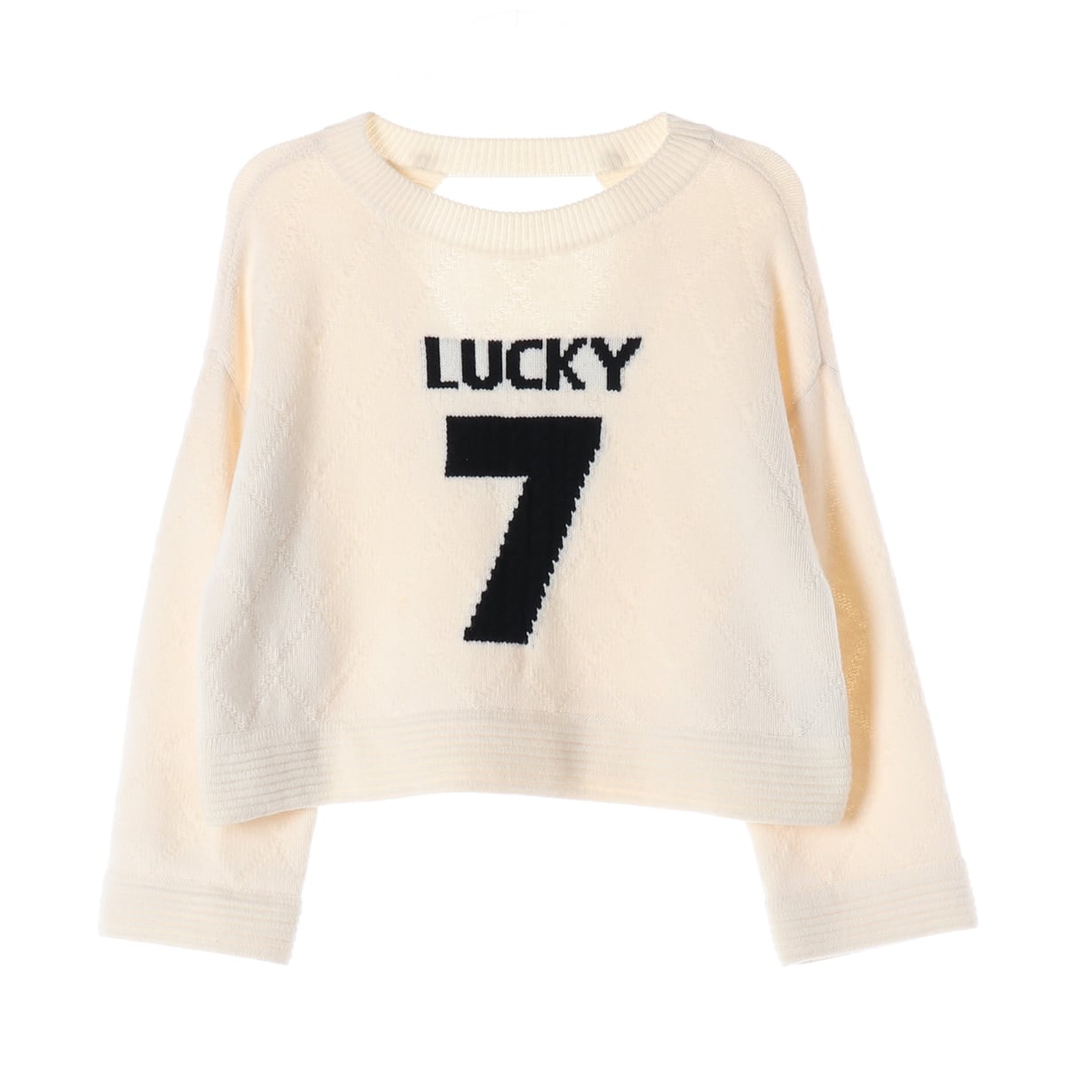 럭키슈에뜨 21FW LUCKY 7 레터링 크롭 울 니트 상세 이미지 1