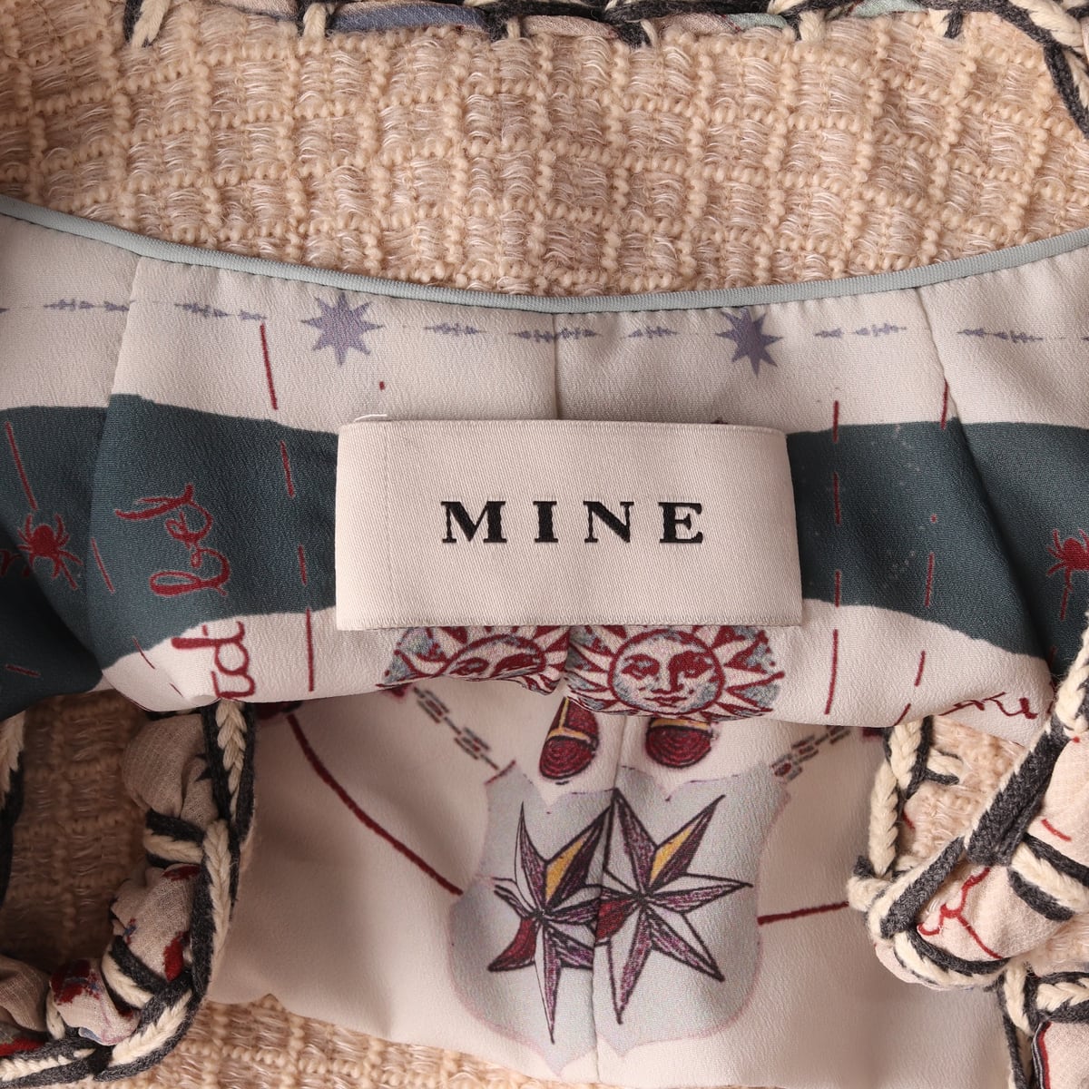 마인 MINE 울 린넨 블렌드 배색 트위드 재킷 상세 이미지 3