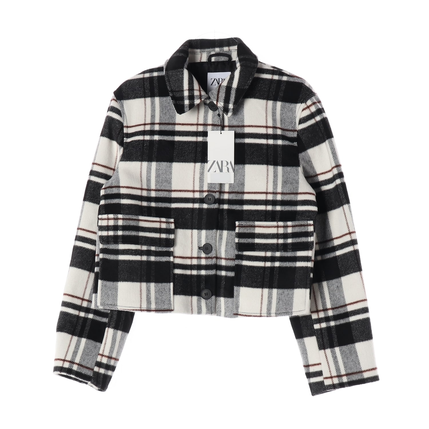 (새상품) 자라 ZARA 패치 포켓 체크 재킷 이미지 1