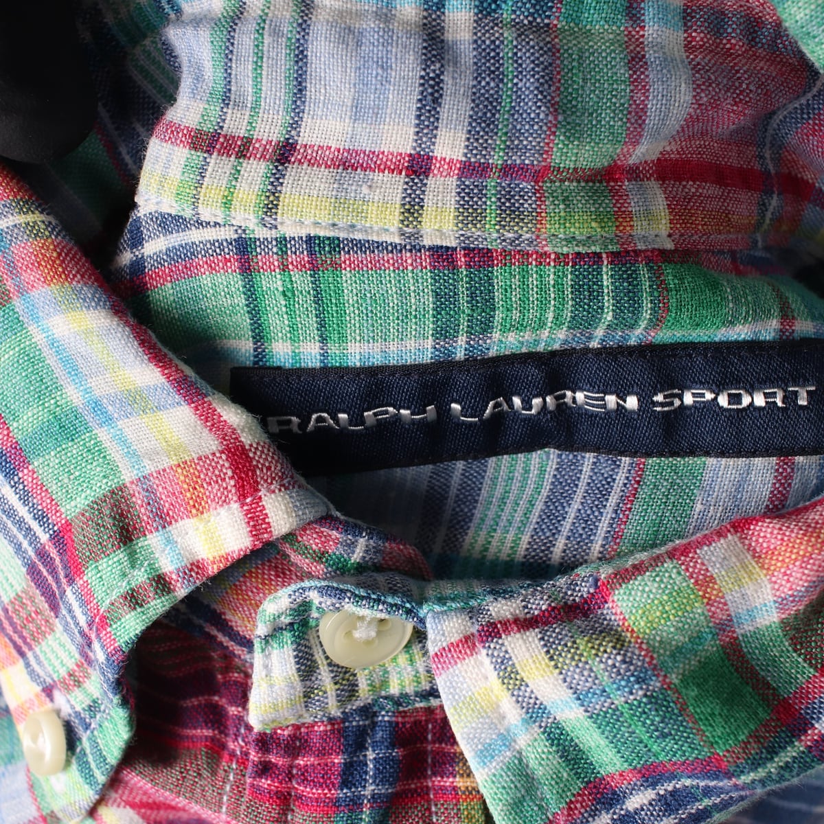 폴로 랄프 로렌 체크 패턴 린넨 100% 셔츠 멀티컬러 상세 이미지 3