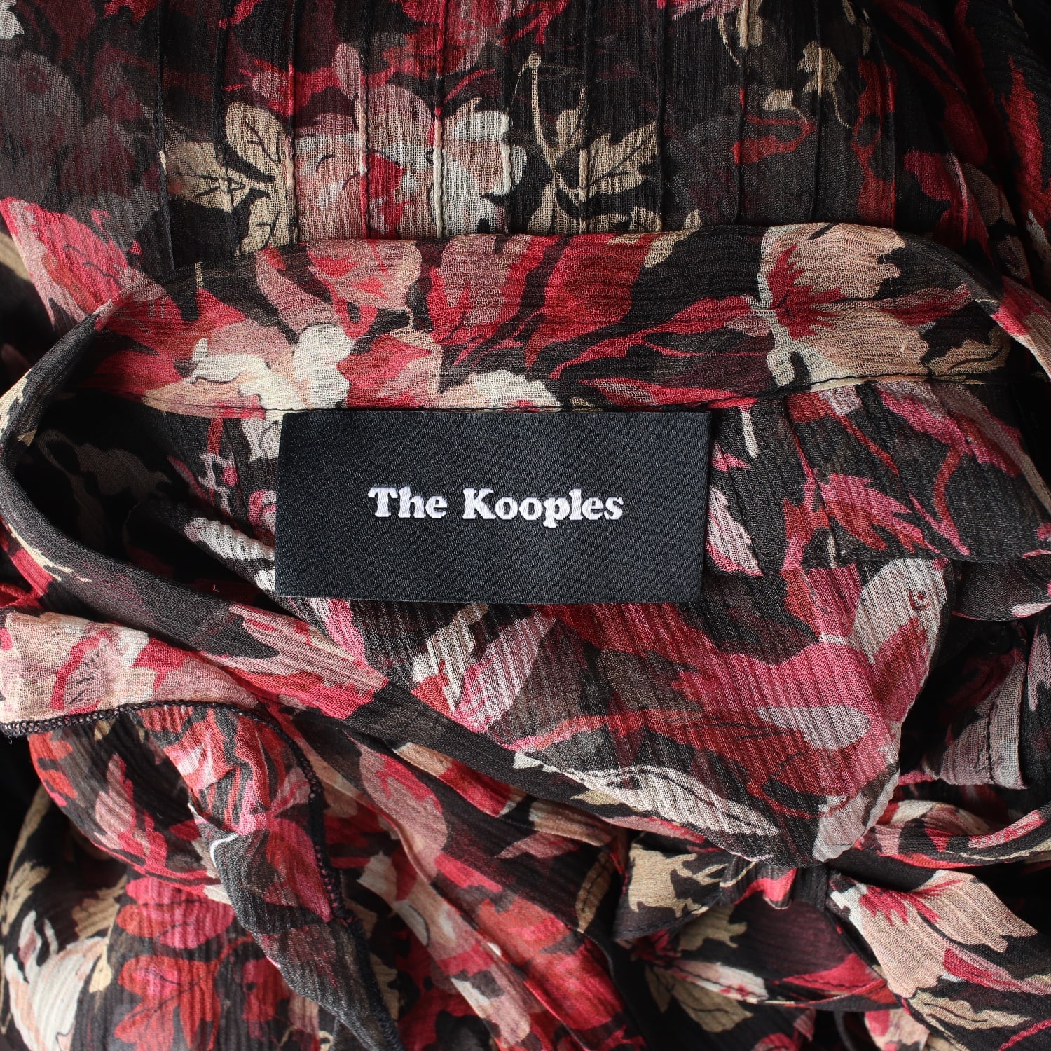 더쿠플스 실크 100% 레드 플로럴 프린트 원피스 이미지 3