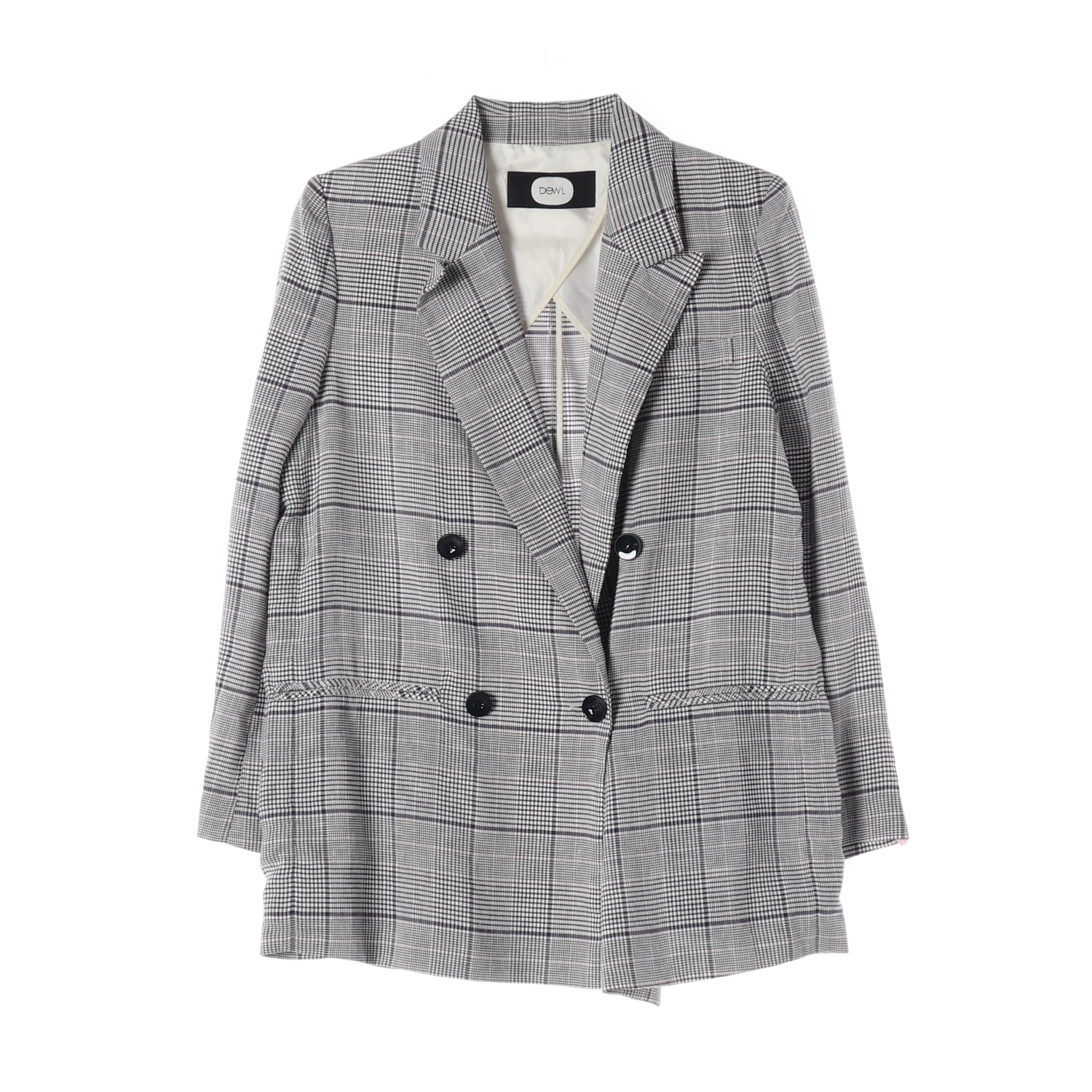 듀엘 체크 더블 버튼 마 블레이저 재킷 이미지 1