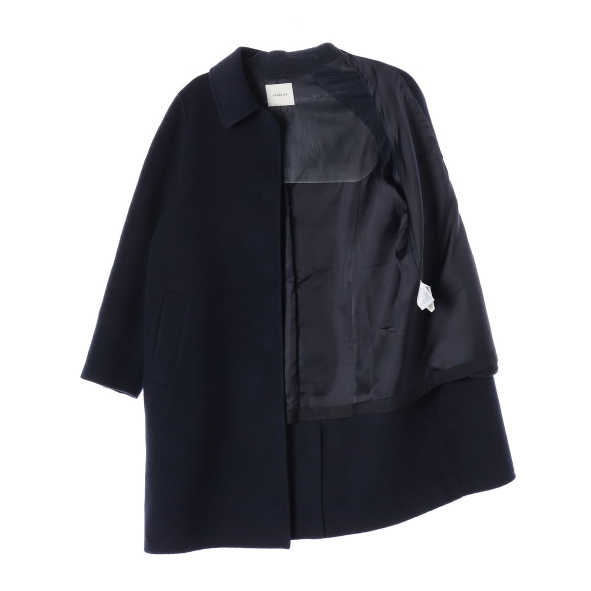 쉬즈미스 울 알파카 핸드메이드 카라 싱글 코트 네이비 상세 이미지 2