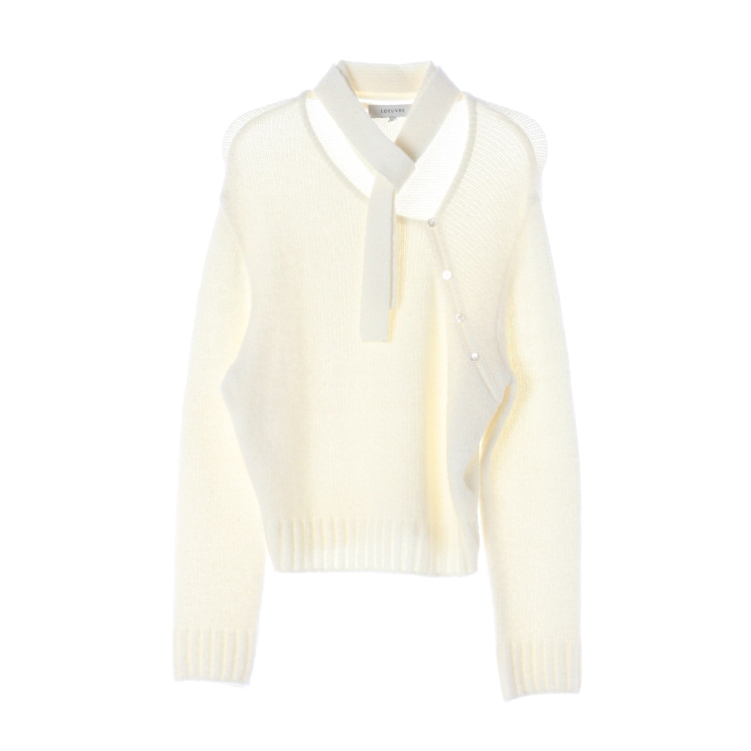루에브르 24FW 다이애그널 브이넥 니트 탑 아이보리 이미지 1