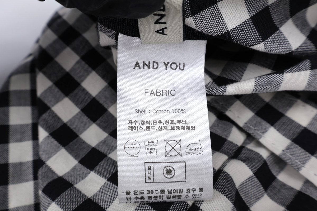 앤유 체크 패턴 면 에코백 상세 이미지 9