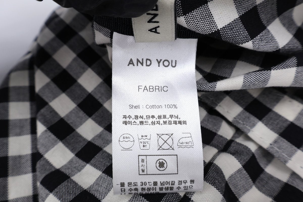 앤유 체크 패턴 면 에코백 이미지 9