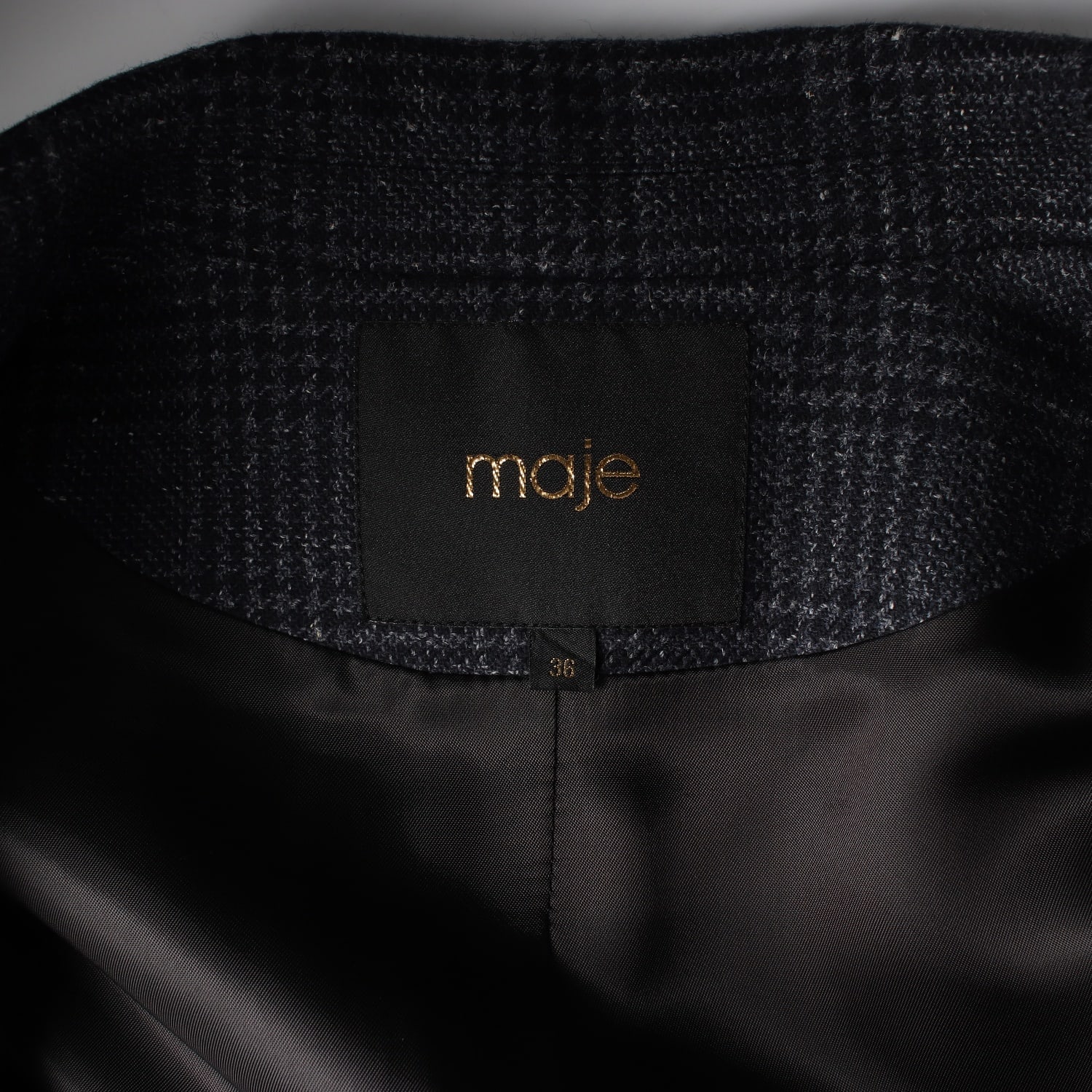 마쥬 maje 체크 패턴 울 블렌드 블레이저 재킷 이미지 3