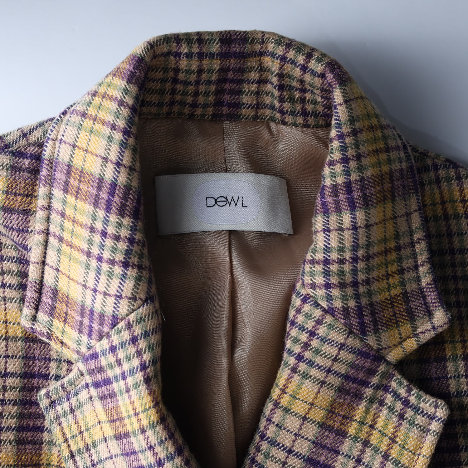 듀엘 체크 패턴 울 블렌드 롱 코트  이미지 3