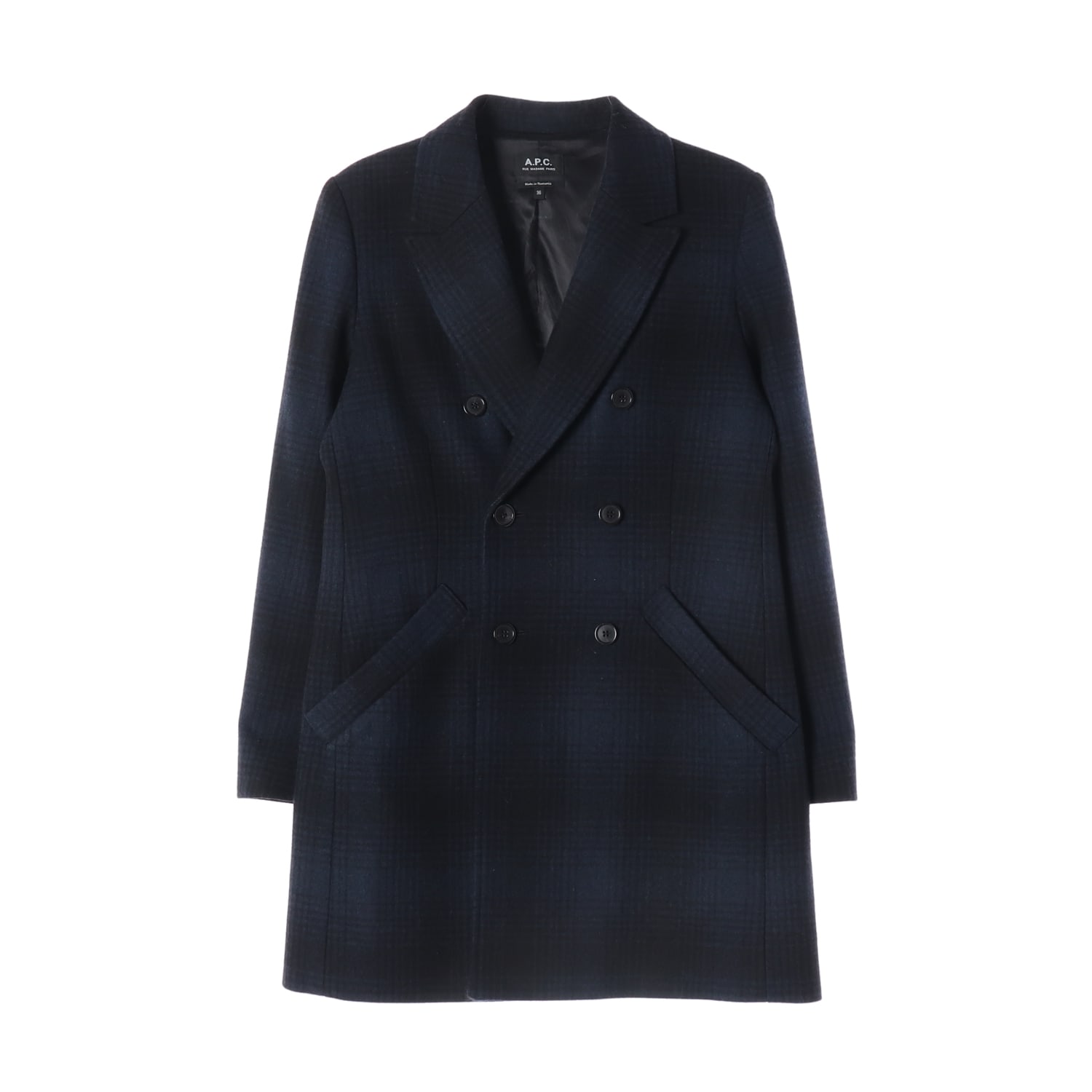 아페쎄 A.P.C. 체크 패턴 울 블렌드 더블 브레스티드 코트 이미지 1