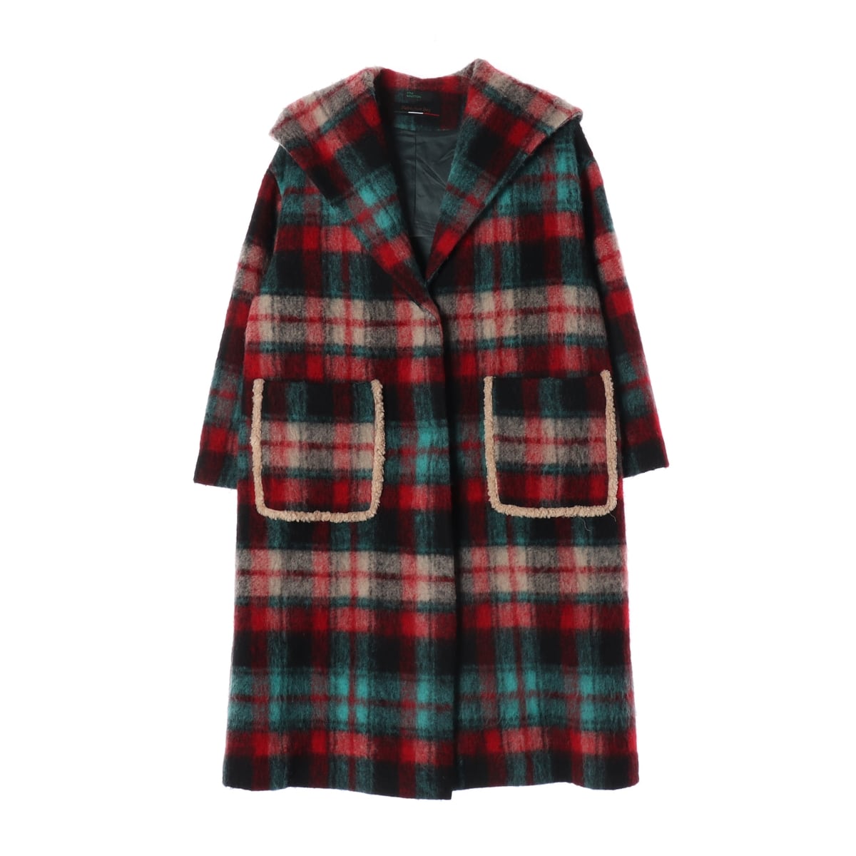 베네통 22FW 카이로 라일락 체크 후드 롱 코트 상세 이미지 1