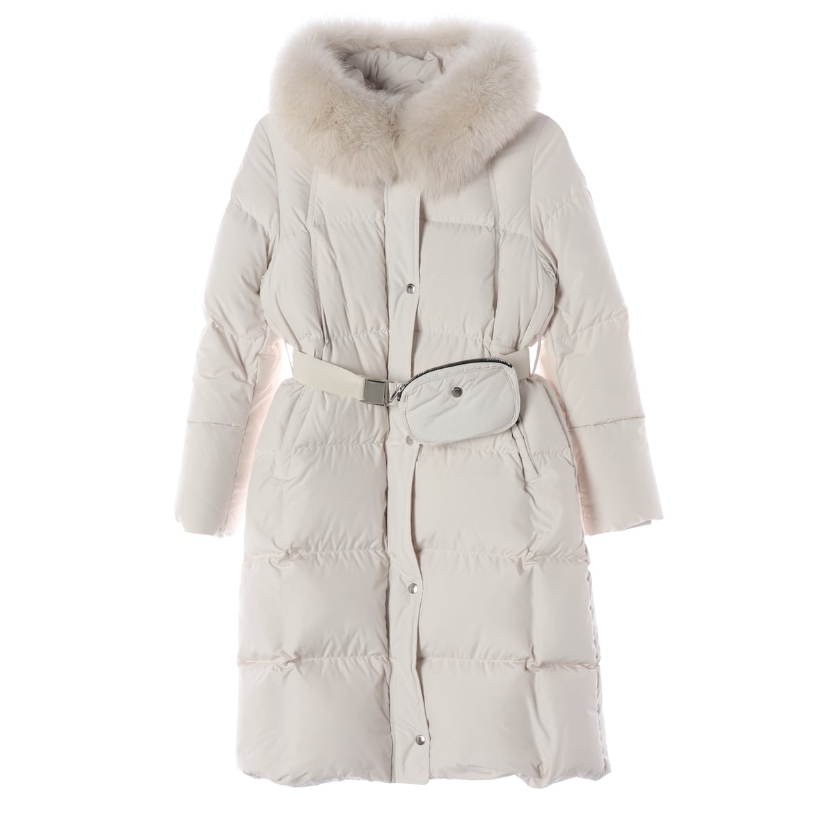 주크 22FW 천연모피 폭스퍼 구스다운 웨이스트백 벨트 롱 패딩 상세 이미지 1