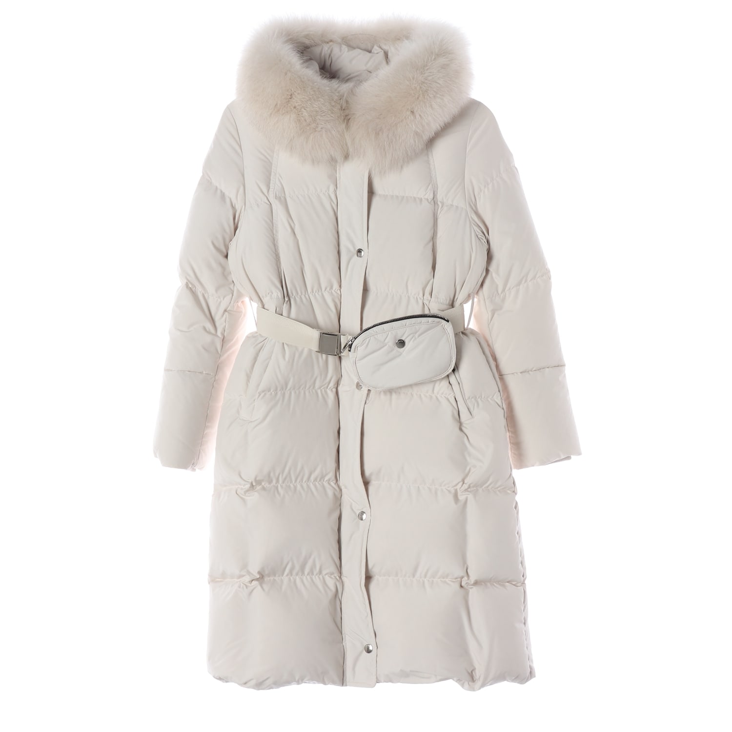 주크 22FW 천연모피 폭스퍼 구스다운 웨이스트백 벨트 롱 패딩 이미지 1