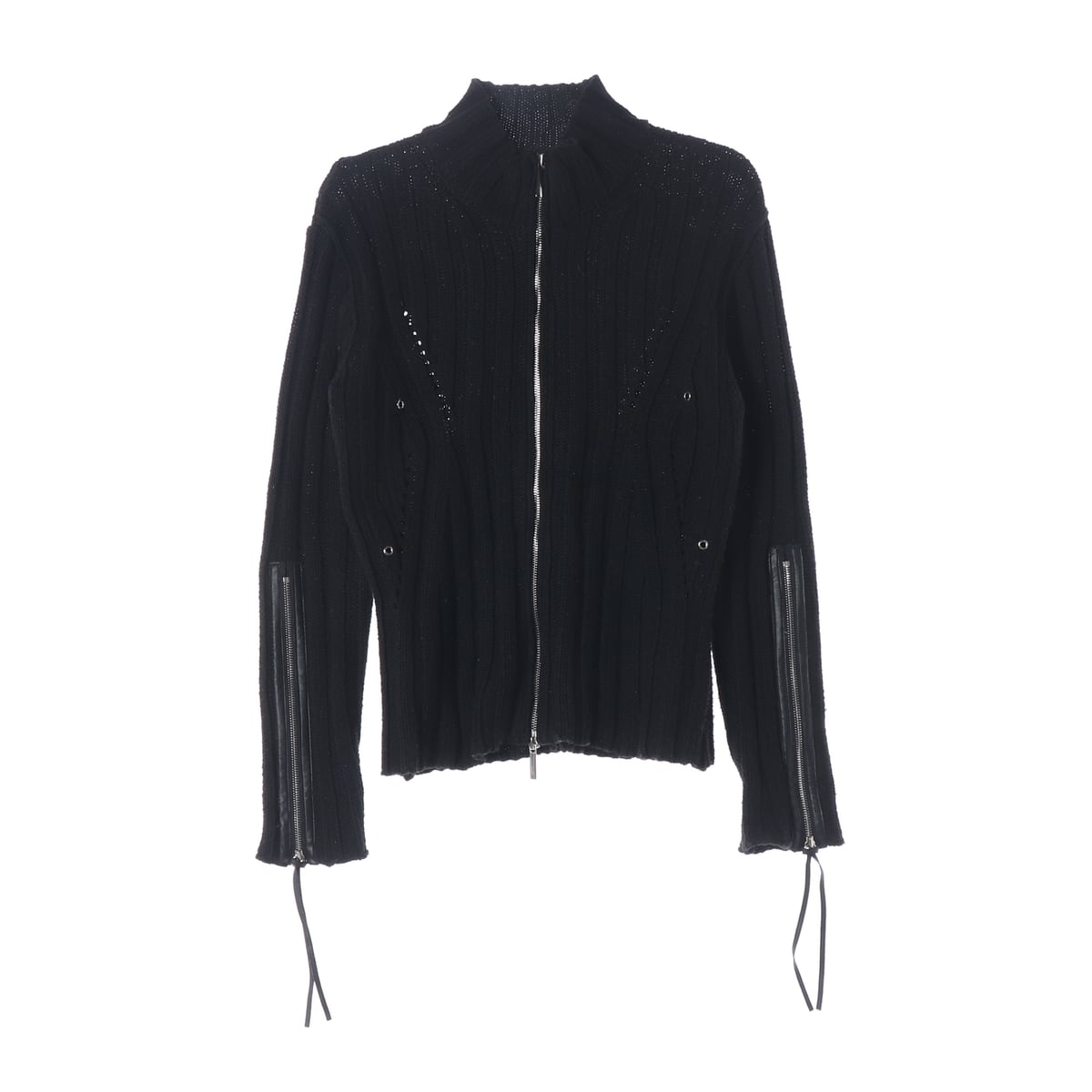 나체 NACHE 22FW 슈어 소프트 니트 집업 캐시 가디건 블랙  상세 이미지 1