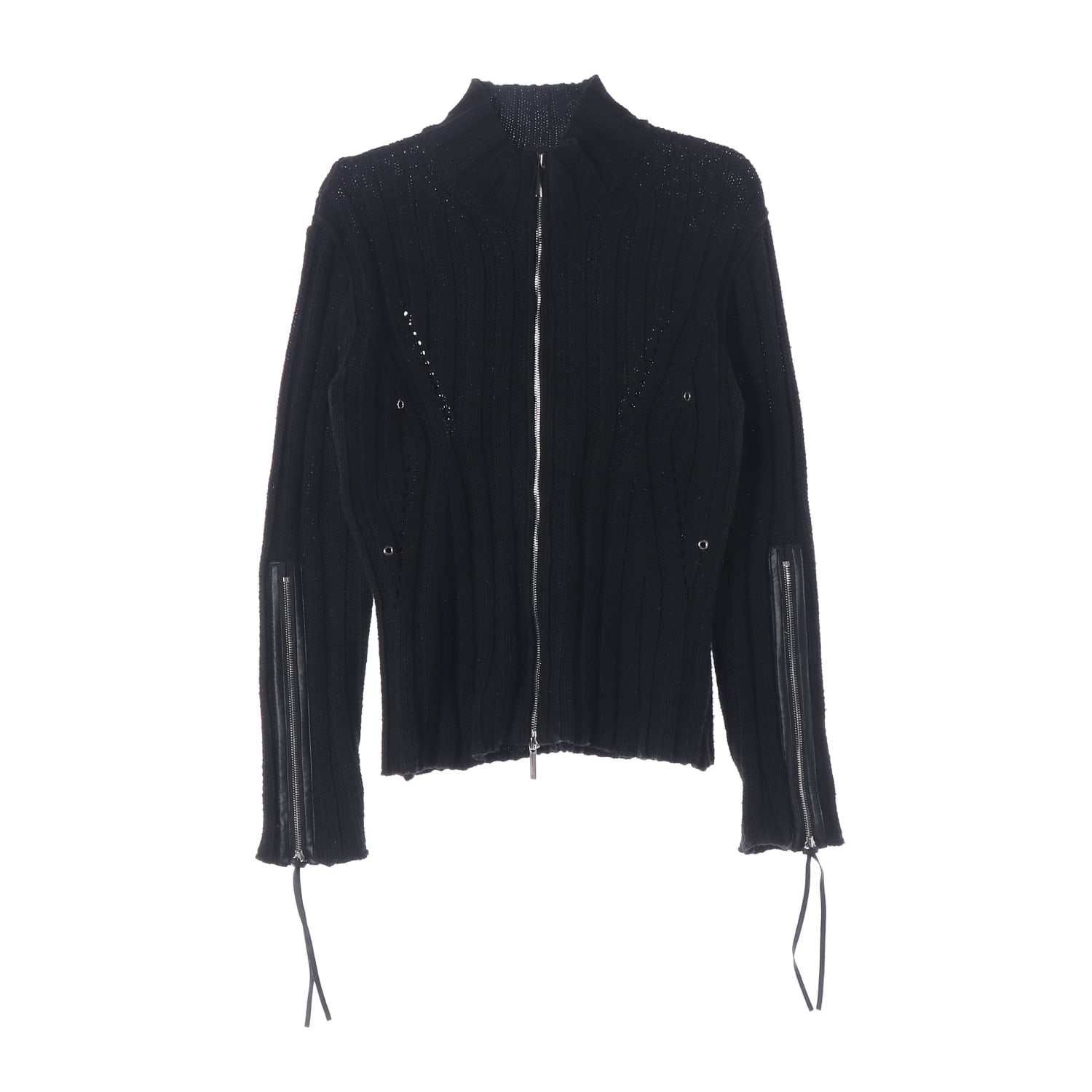 나체 NACHE 22FW 슈어 소프트 니트 집업 캐시 가디건 블랙  이미지 1