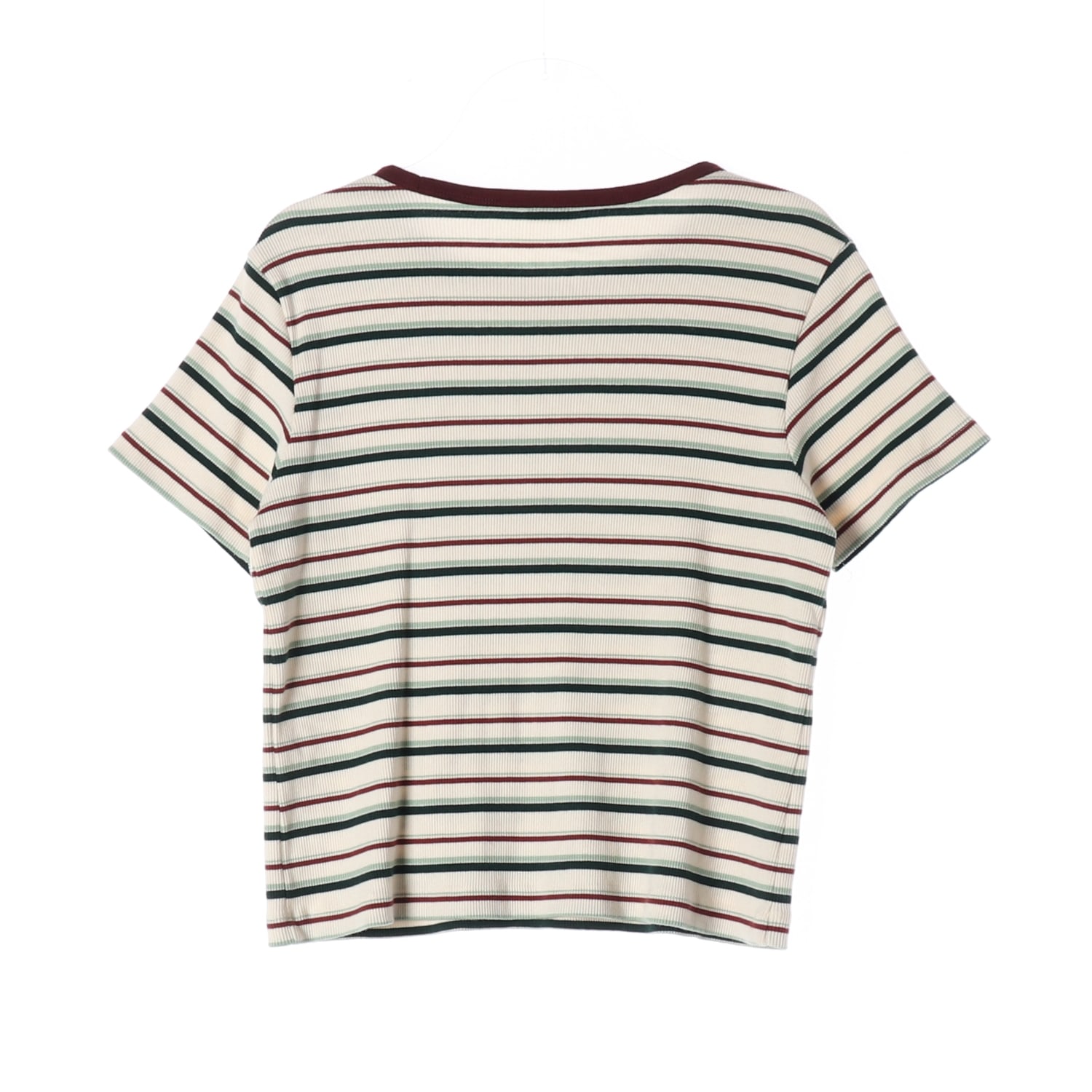 구호플러스 25SS 멀티스트라이프 리브드 탑 반팔 티셔츠 그린 이미지 2