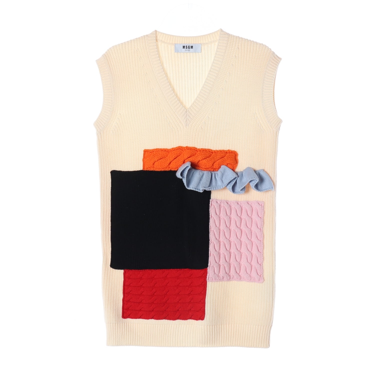 엠에스지엠 MSGM 울 100% 패치워크 브이넥 니트 조끼 베스트 이미지 1