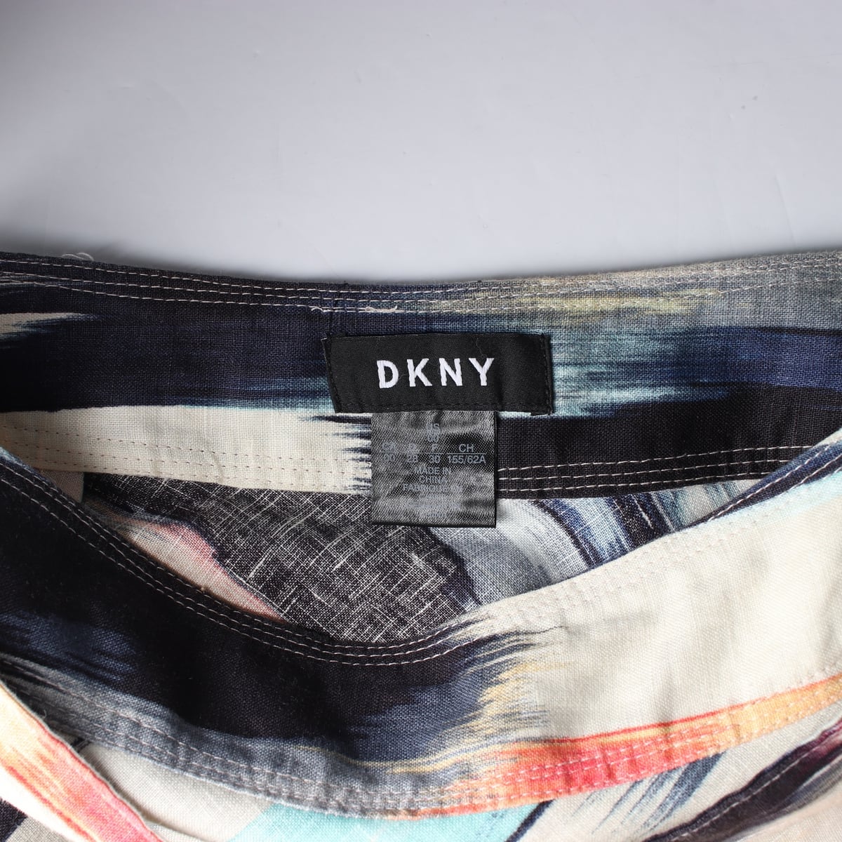 디케이엔와이 DKNY 린넨 100% 페인팅 벤티드 플레어 롱 스커트 상세 이미지 3