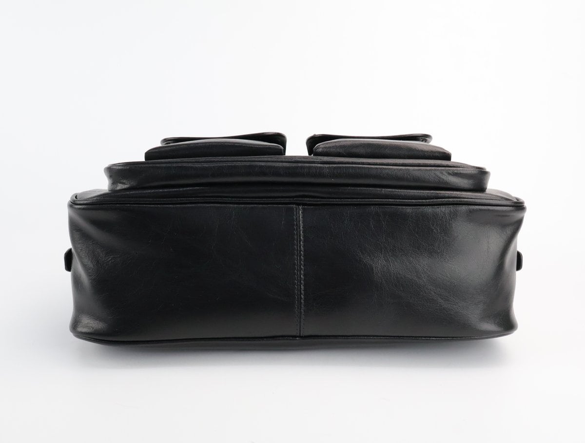 쿠론 Buttony Tote 33 블랙 레더 토트백 숄더백 상세 이미지 4