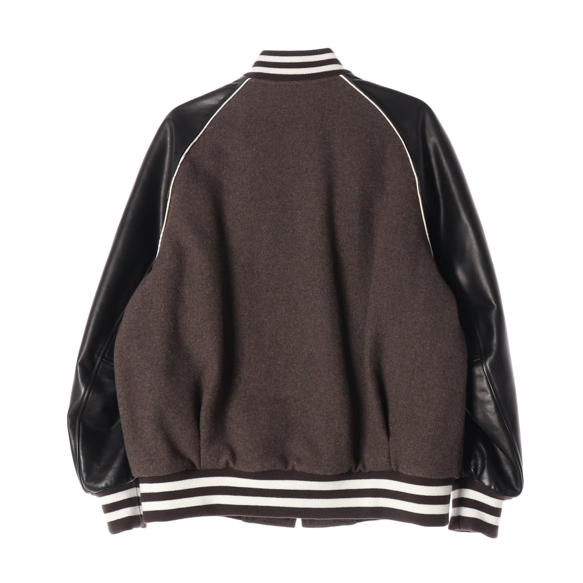 비이커 22FW 울 블렌드 레더 슬리브 바시티 재킷 상세 이미지 3